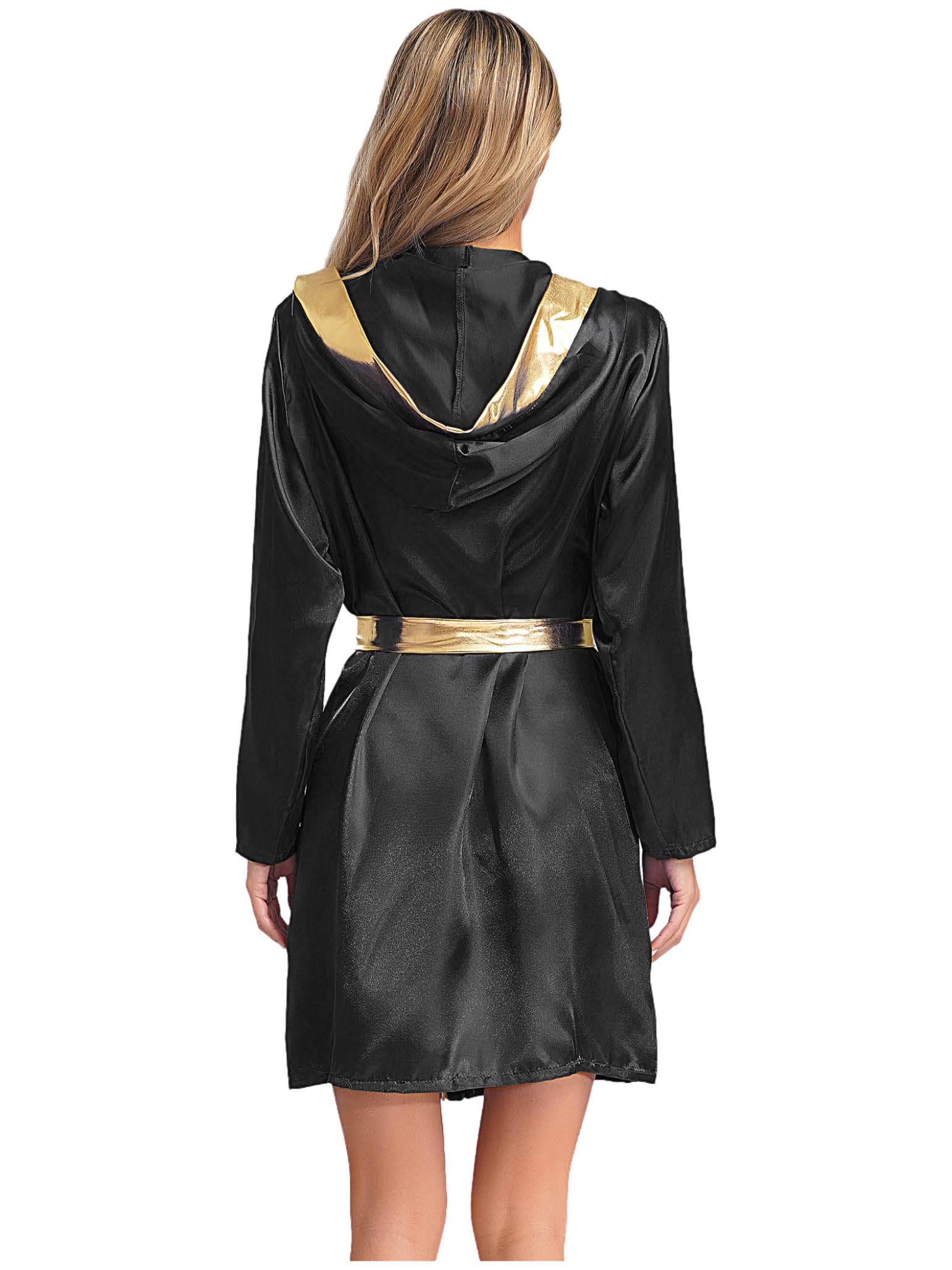 Boxer Kostüm Damen Kapuzenbademantel Langarm Boxermantel Boxrobe Kickboxer Erwachsene Sportanzug