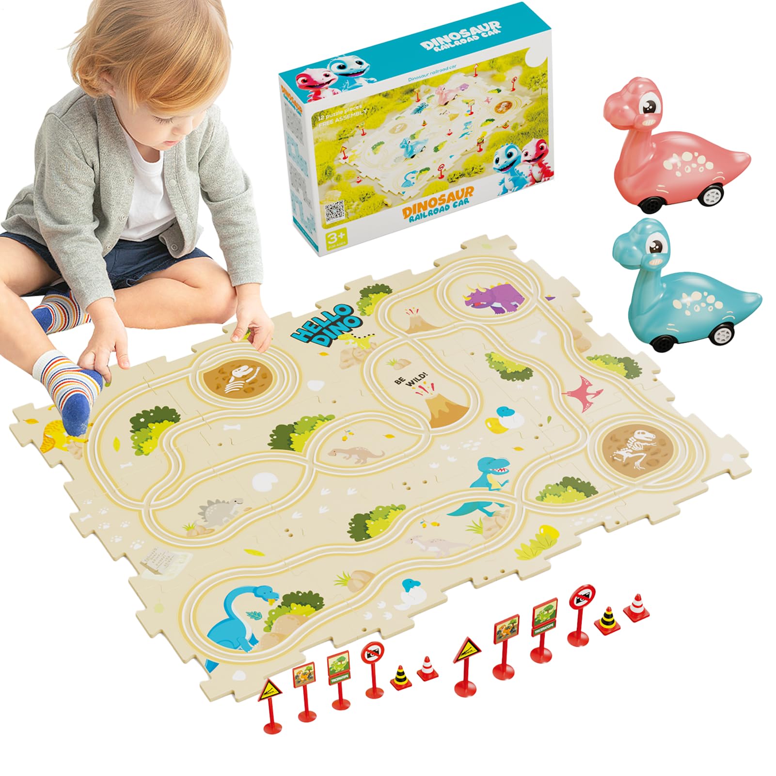 Circuito de coches puzzle educativo para estimular la mente en edad preescolar 8