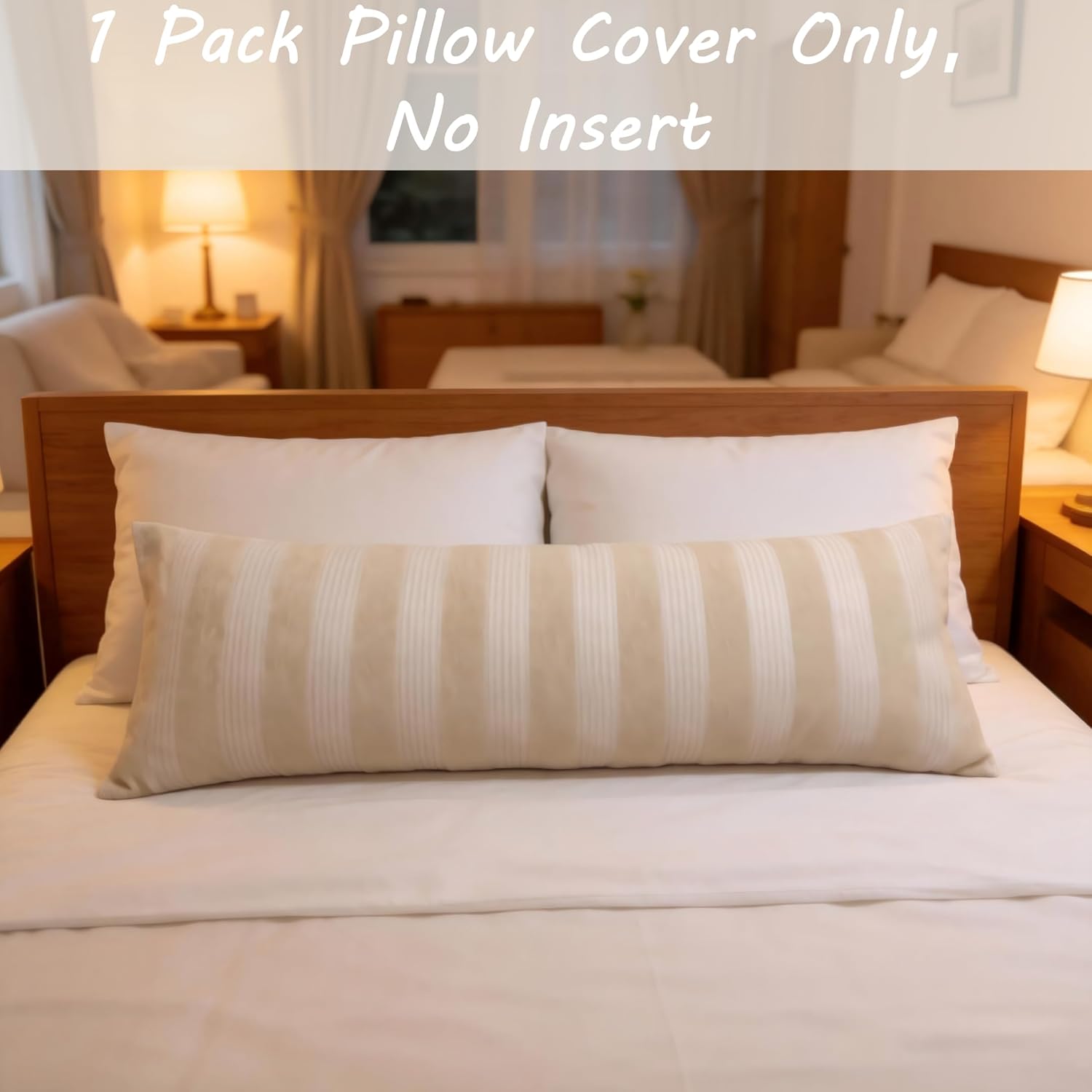 14x36 Inch Boho Long Lumbar Throw Pillow Cover 1Pack, Striped Body Chenille Pillow Covers, Decorative Pillows for Couch Bed Sofa Farmhouse Livingroom