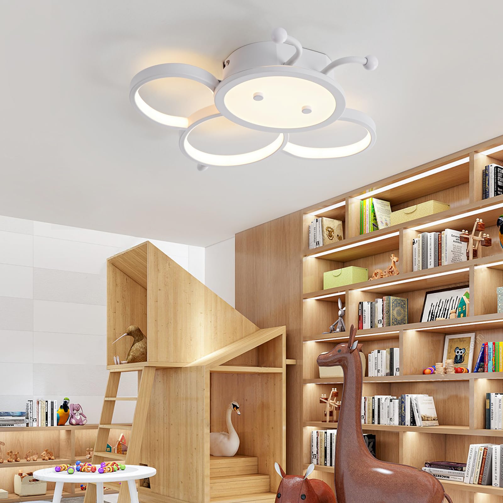 Lampadario Camera dei bambini LED Plafoniera Camera da letto Plafoniera Dimmerabile Luce con telecomando 3000K-6000K Ape Lampade a Soffitto Cameretta Bambino 40CM