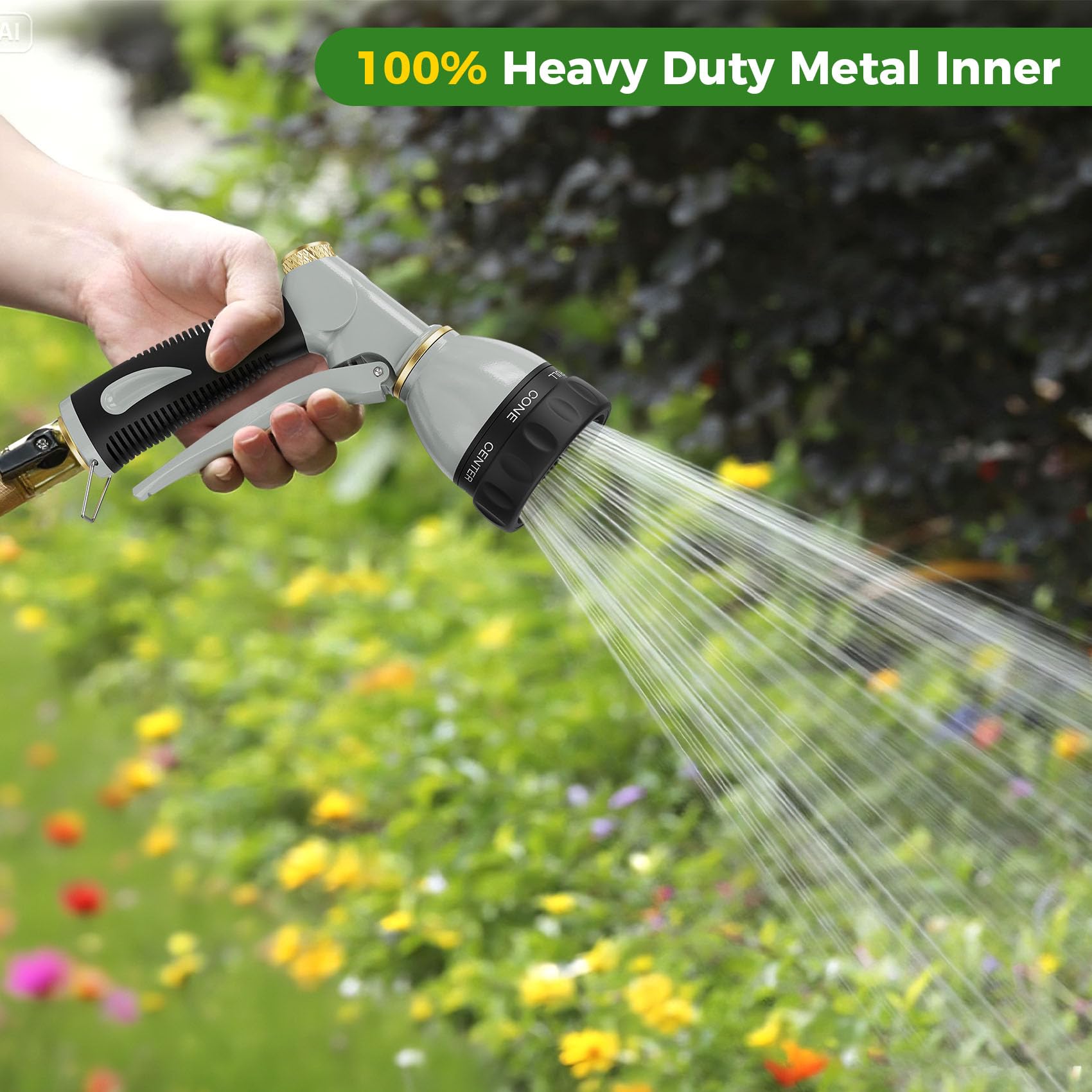 Pistolet D'arrosage Métal 7 Fonctions - Raccords En Cuivre - Pour Jardin, Nettoyage Et Lavage Voiture