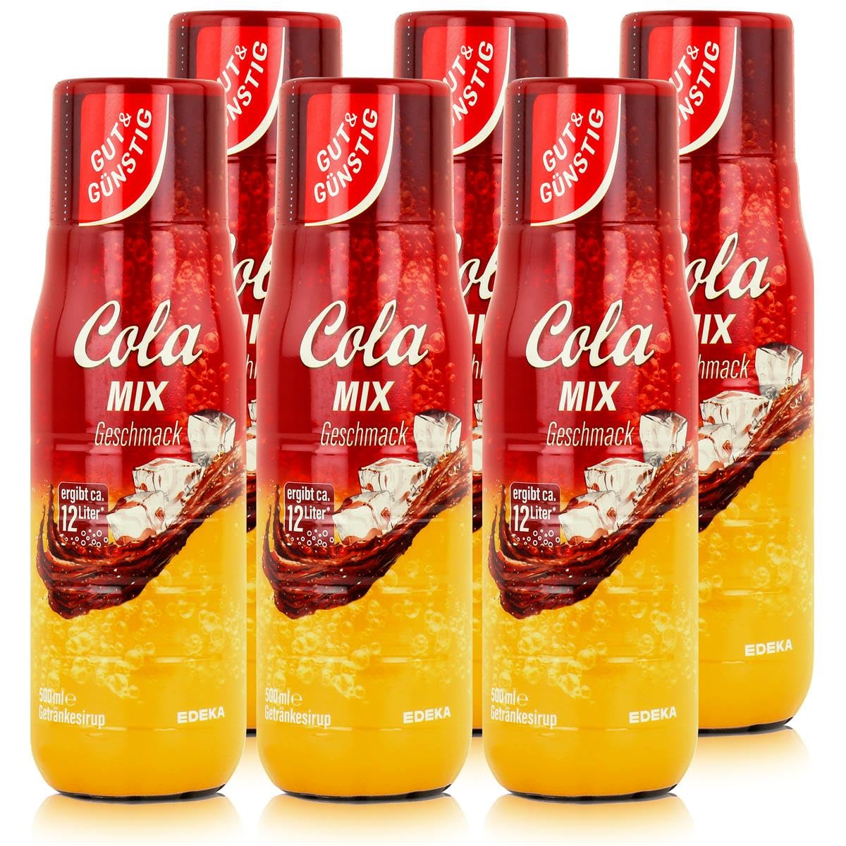 Gut & Günstig Getränke-Sirup Cola Mix 500ml ergibt ca. 12 Liter (6er Pack)