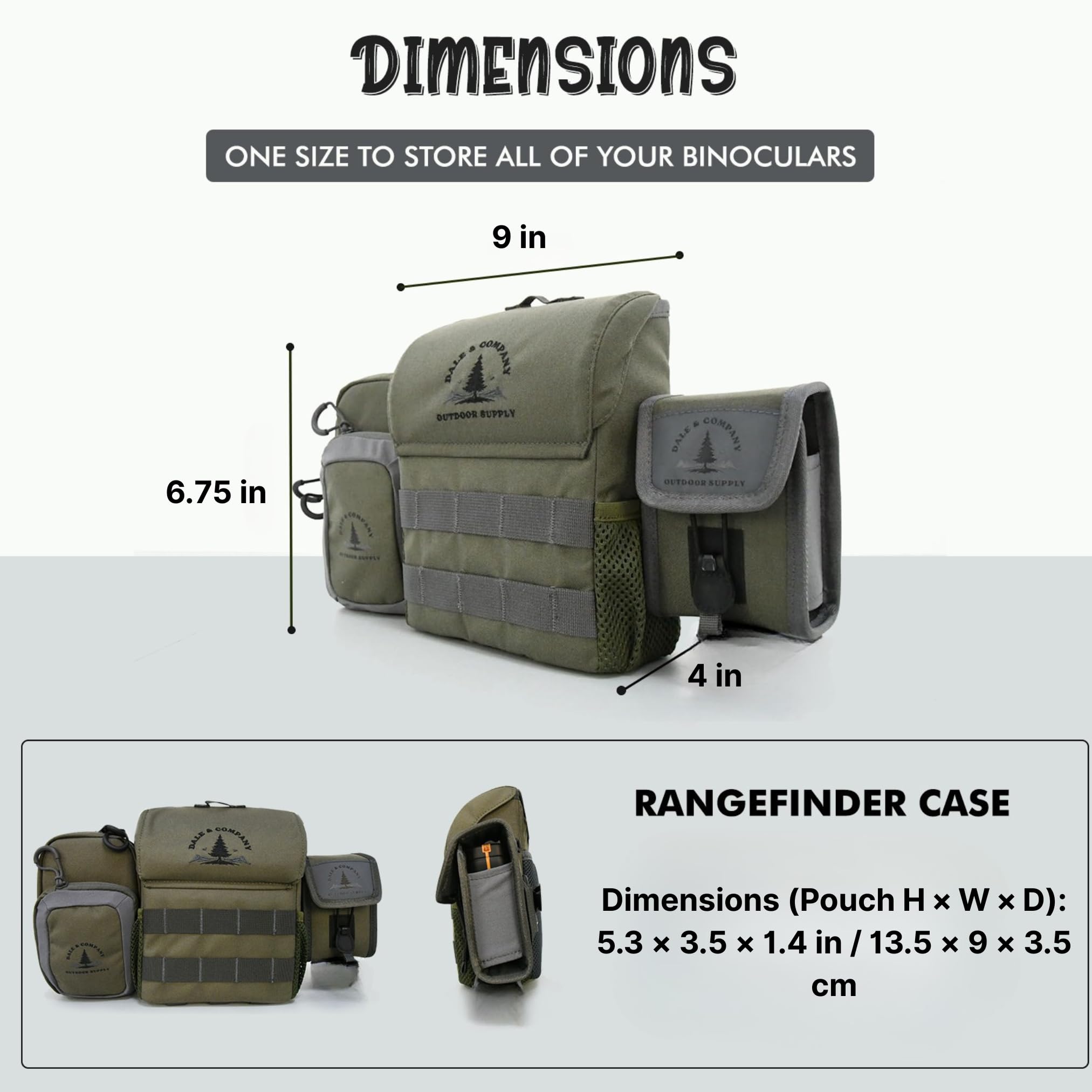 Dale & Company Recon Pro Fernglas-Brusttasche mit Magnetverschluss – wasserdichte Bino-Tasche mit Entfernungsmesser-Tasche, Handyhalter, Objektivreiniger – perfekt für Jagd, Wandern, Vogelbeobachtung