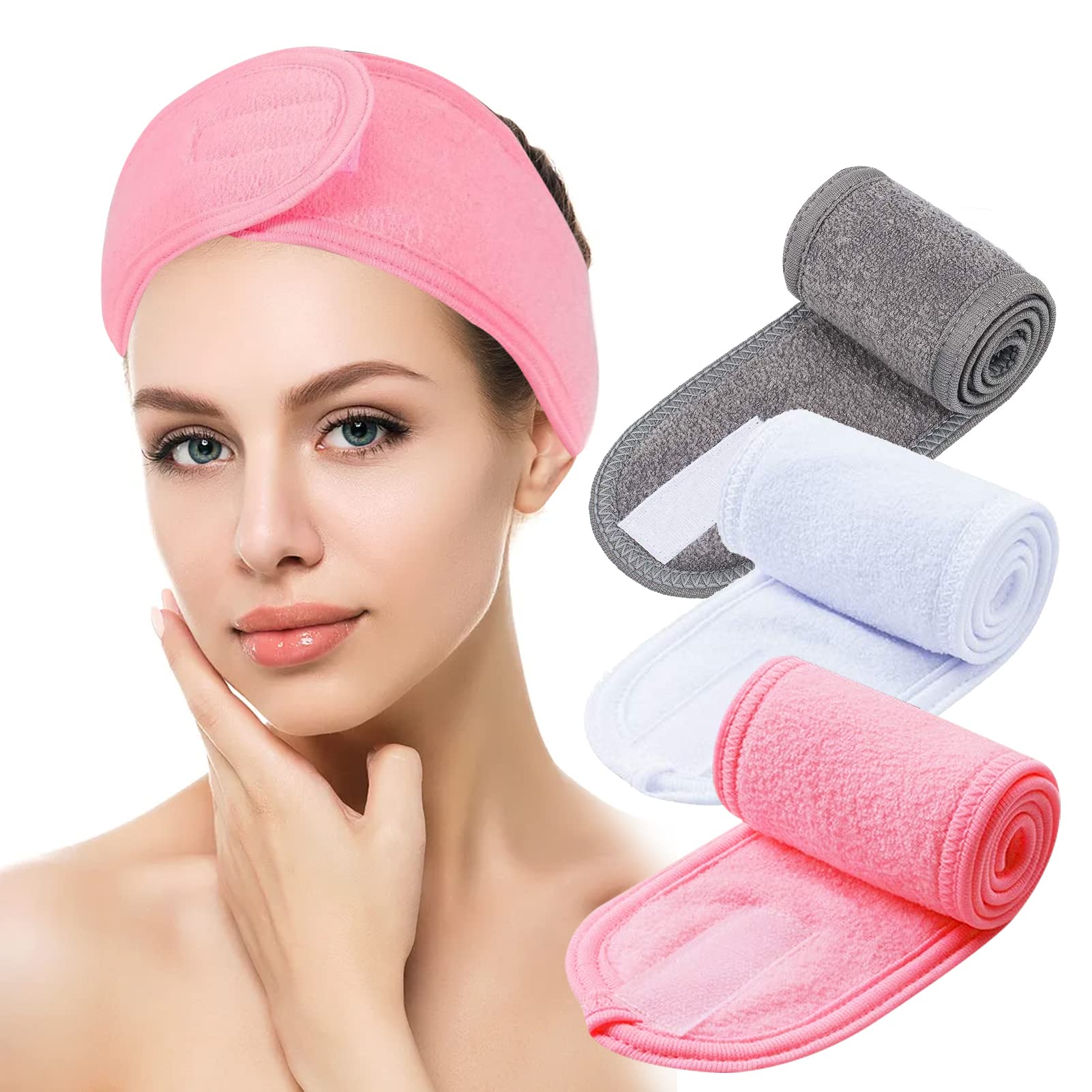 DAYONG3PS Facial Headband,headband for washing face,terry cloth headbands for women,Spa,Yoga,Sports,Shower
