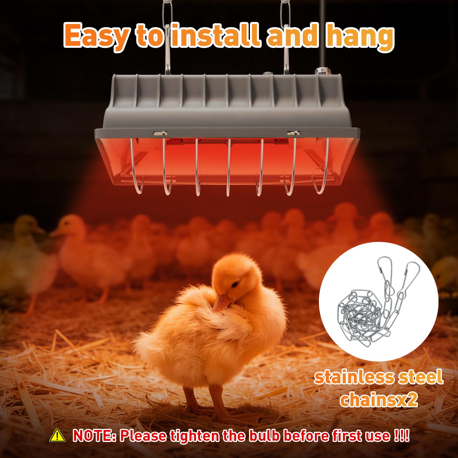 Chauffant Poussin, avec Contrôle de Température 300 W/150 W | Lampe Chauffante Pour Volaille, IPX4 résistante à l'eau, pour poussins, porcelets et volailles