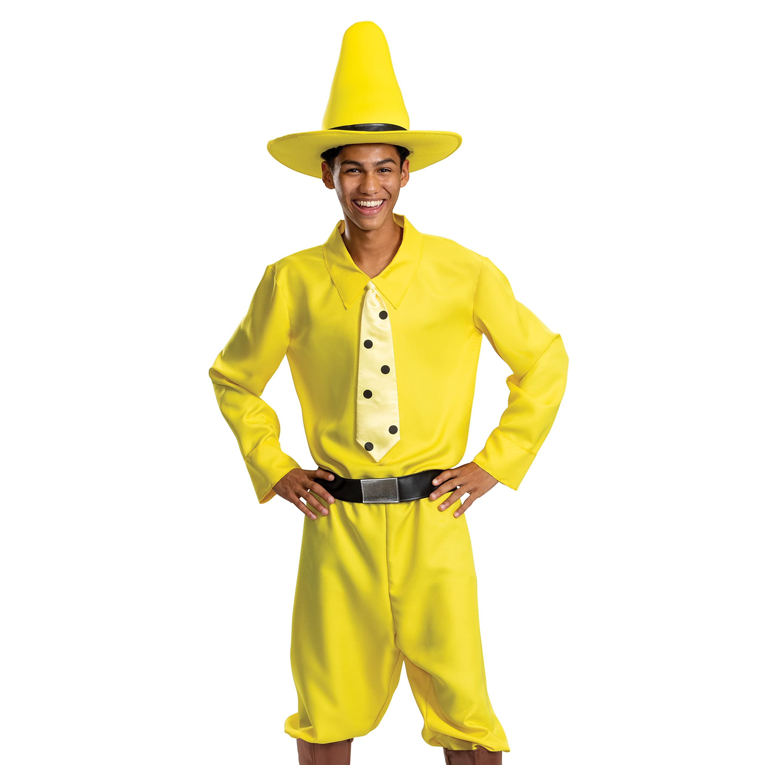 DISGUISE 125179ADL Man in The Yellow, Official Curious George Costume and Hat Adult, Shown, One Size (Large) - Image 3
