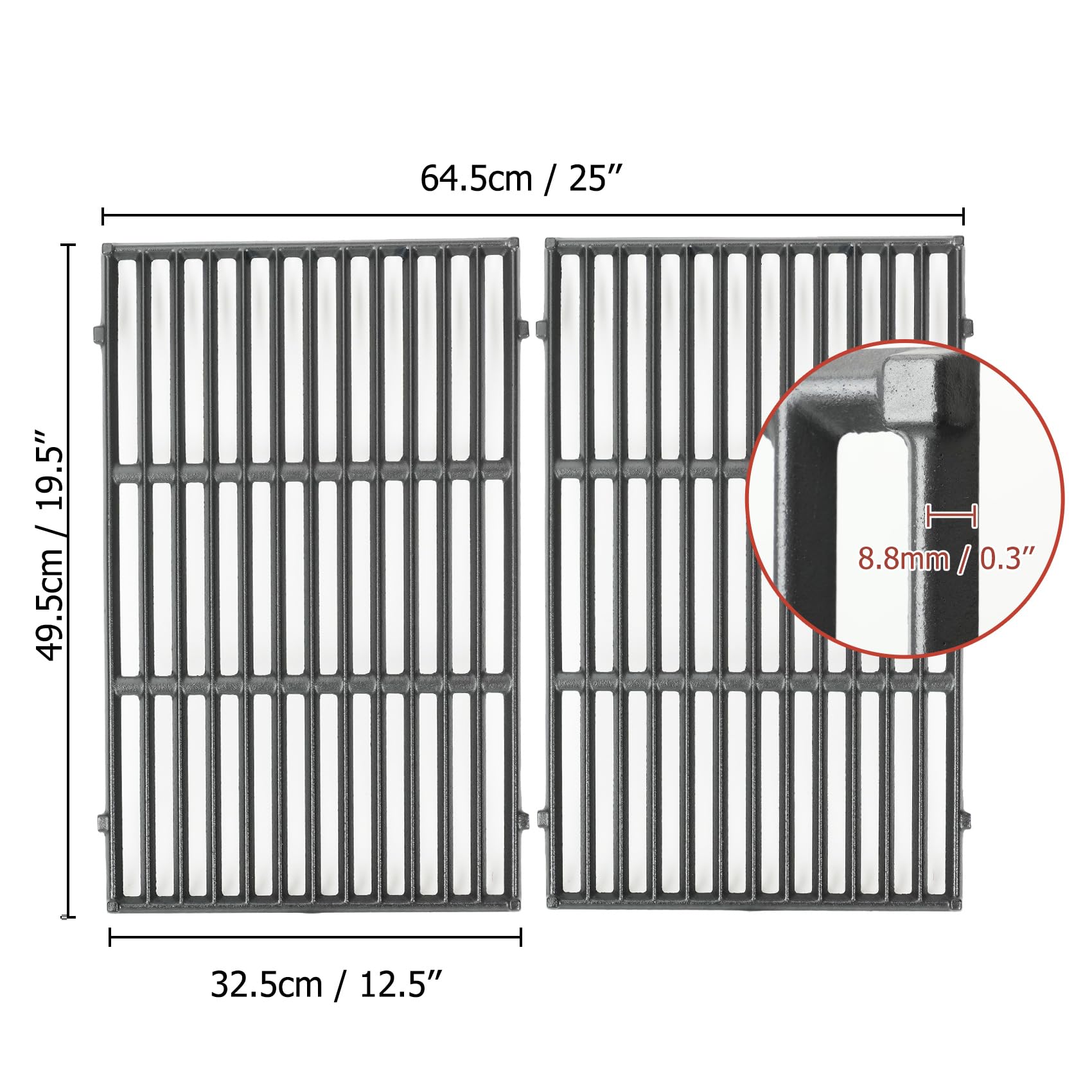 onlyfire Griglia di Cottura in Ghisa per Griglie a Gas Weber Genesis Serie 300, Genesis E/S-310/320/330, EP-310/320/330 (2007-2016), Griglia di Ricambio per Weber 7528