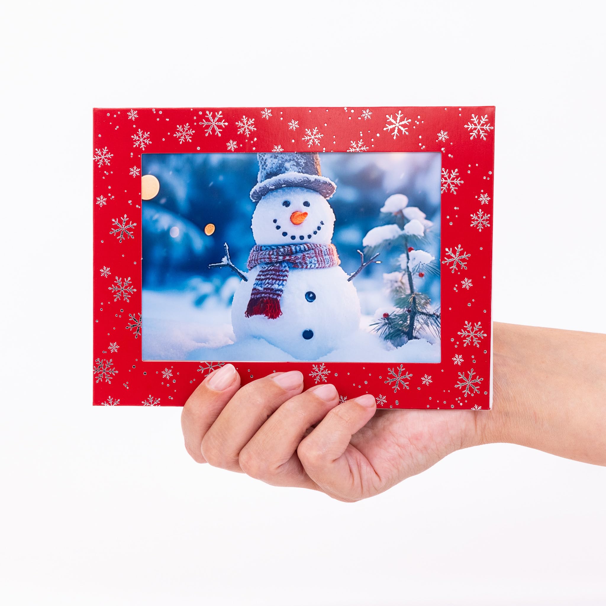 Biglietti Di Natale Evelay Con Cornice – 6 Pezzi, Oro, Con Buste, Fessure Per Foto 10x15 Cm