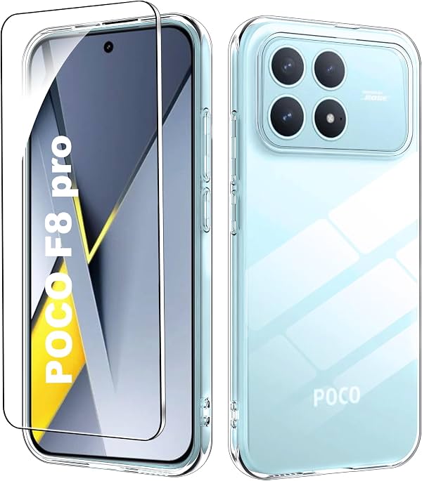 Para Xiaomi POCO F8 Pro Protector de Pantalla (1 paquete) Vidrio Templado con funda, Dureza 9H, Anti-Rayaduras, Compatible con Funda, Sin Burbujas, HD Transparente