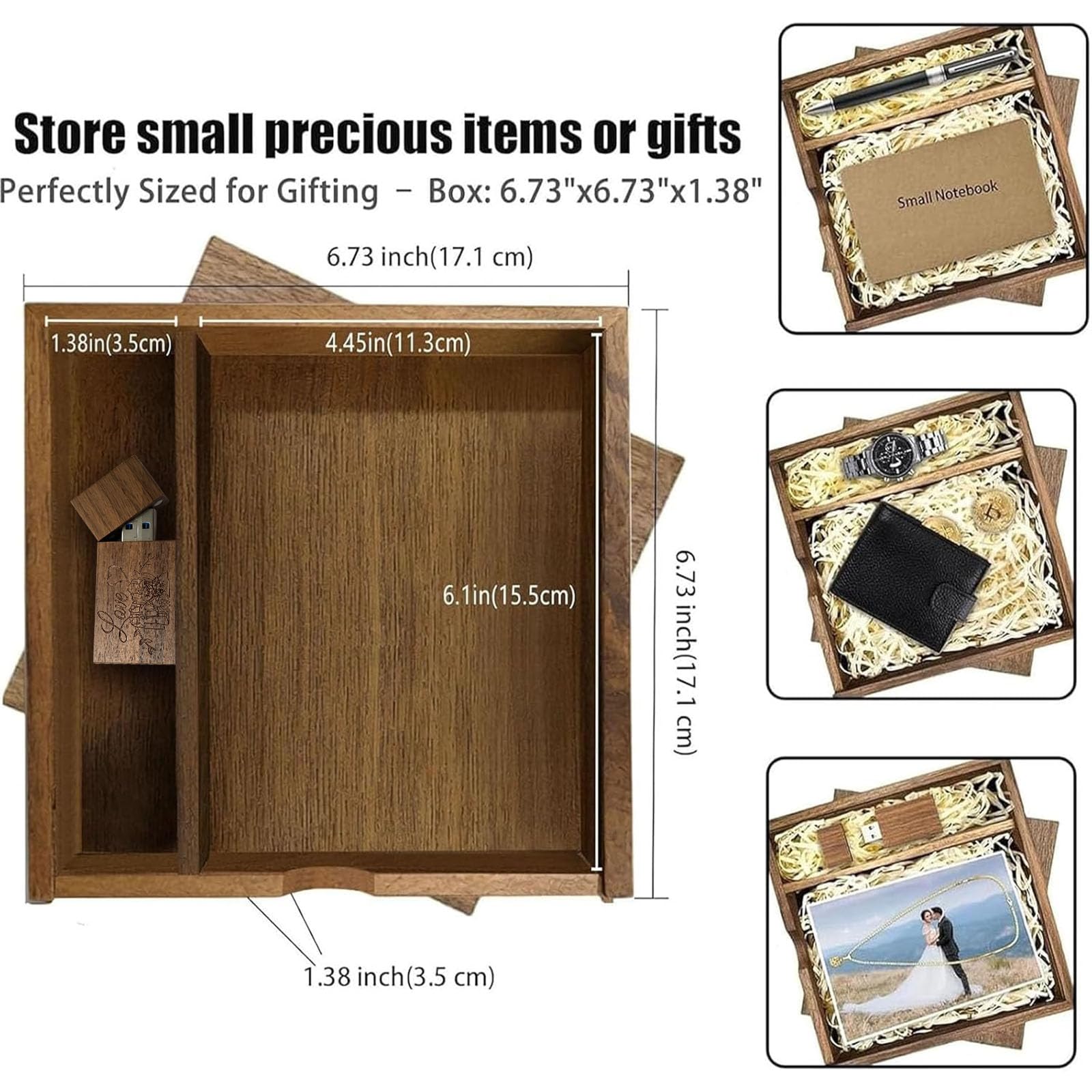 Clé USB en bois 32 Go USB 3.0 pour mariage avec boîte