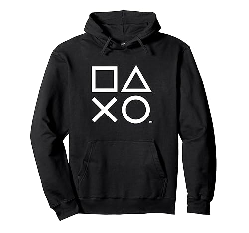 PS5 Gamer Controller Icons in Classic White Pullover Hoodie