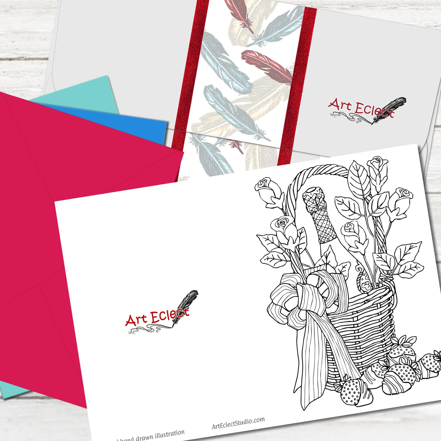 Art Eclect Adult Colouring Christas Cards 20 Cards With 20 Unique Designs, 10 Red And 10 Green