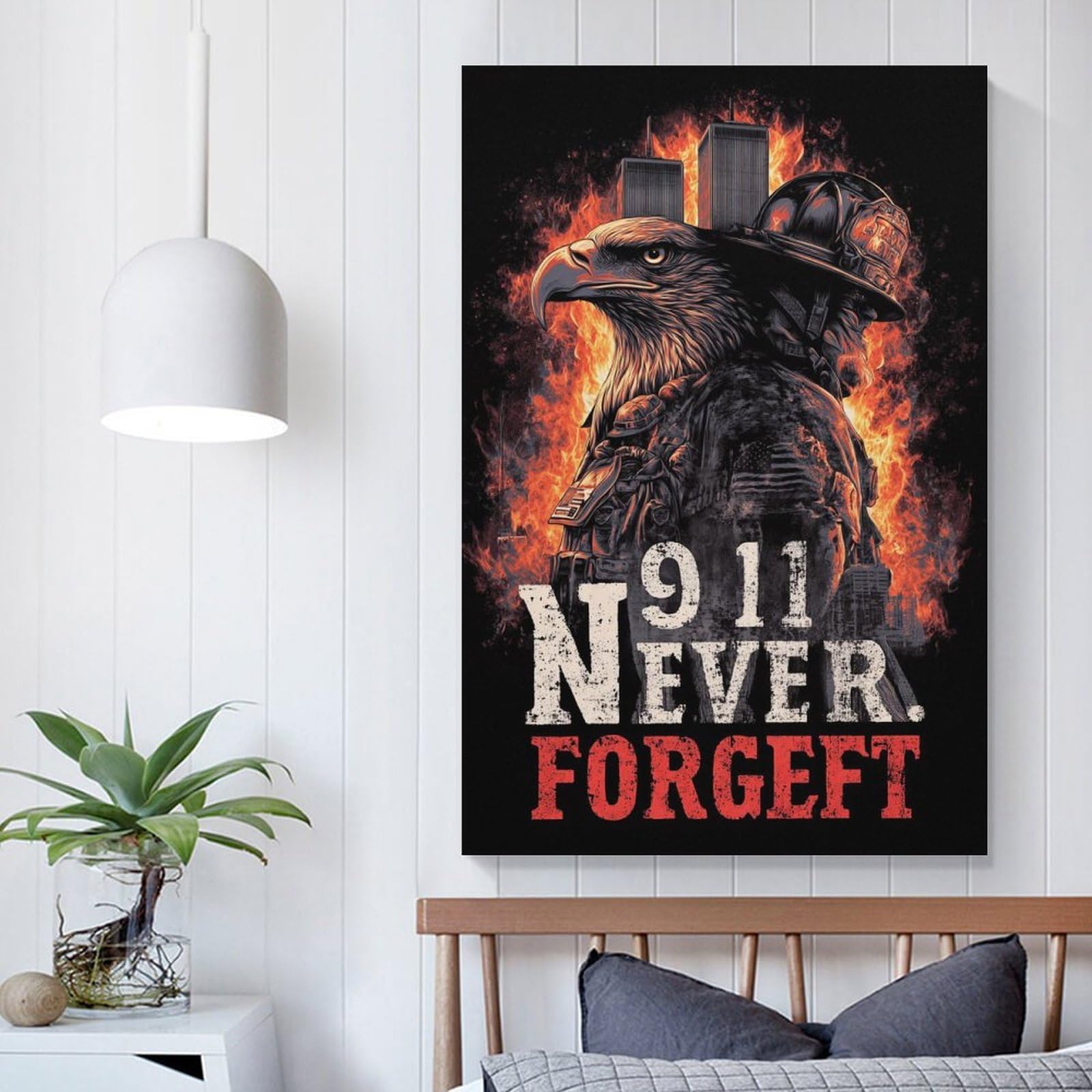 POLIUAWS 9 11 Never Forget Pictures for Hallway Canvas Art Prints for Special Occasions 16x24inch(40x60cm)