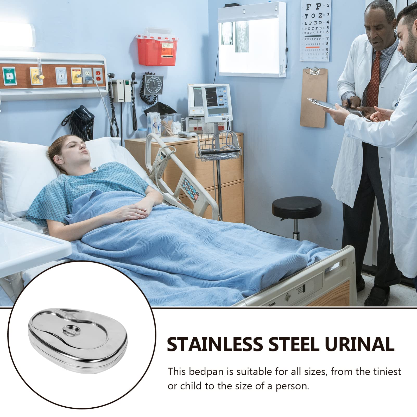 TOPBATHY Bettpfanne Aus Edelstahl Mit Deckel Praktisches Urinal Für Bettlägerige Patienten Und Schwangere Komfortable Konturierte Bettwanne Für Zuhause Leicht Zu Reinigen Und Anti-Spritz-Design