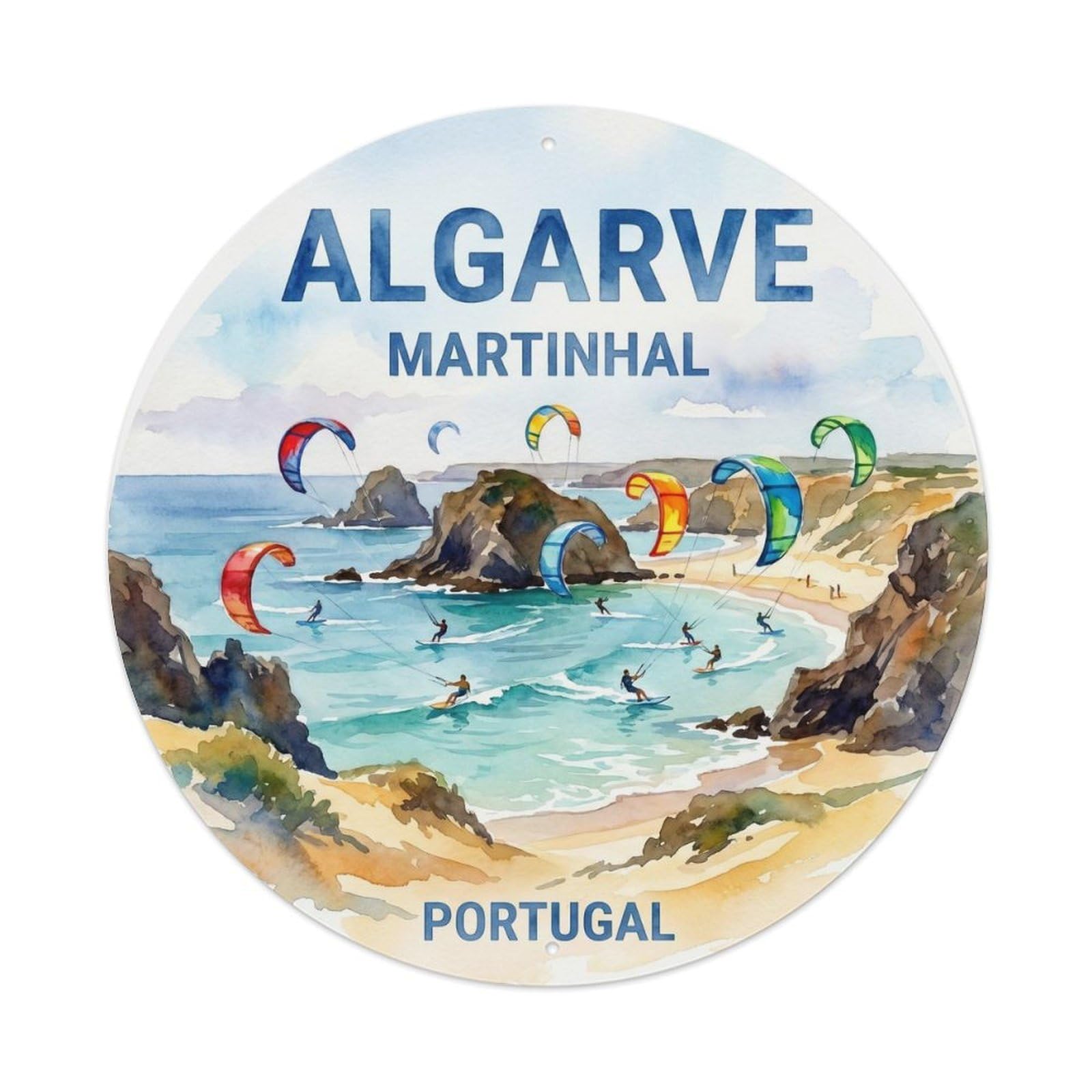 Olhnbad 08X08inch Style Cultural Portugal Algarve Coast Traditional Travel Art Metal Tin Sign