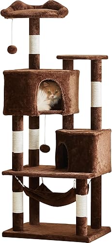 Miniatura 51 de Árbol para gatos de interior – Torre grande de varios niveles para gatos de 63 pulgadas con 2 condominios para gatos grandes, 2 perchas acolchadas