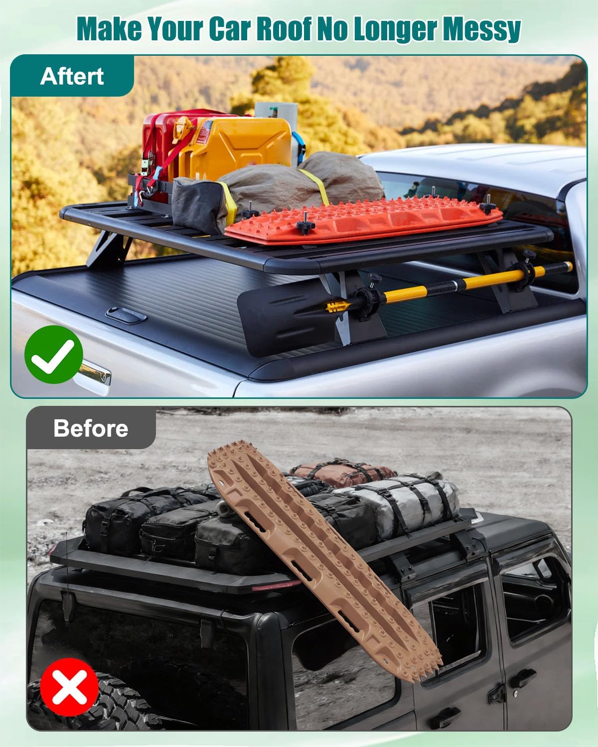 Recovery Track Board Mounting Kit, Universal Side Mount for Roof Platform Rack, Heavy-Duty Steel Traction Board Bracket with Lock, Quick Release Knobs for Off-Road & Overlanding