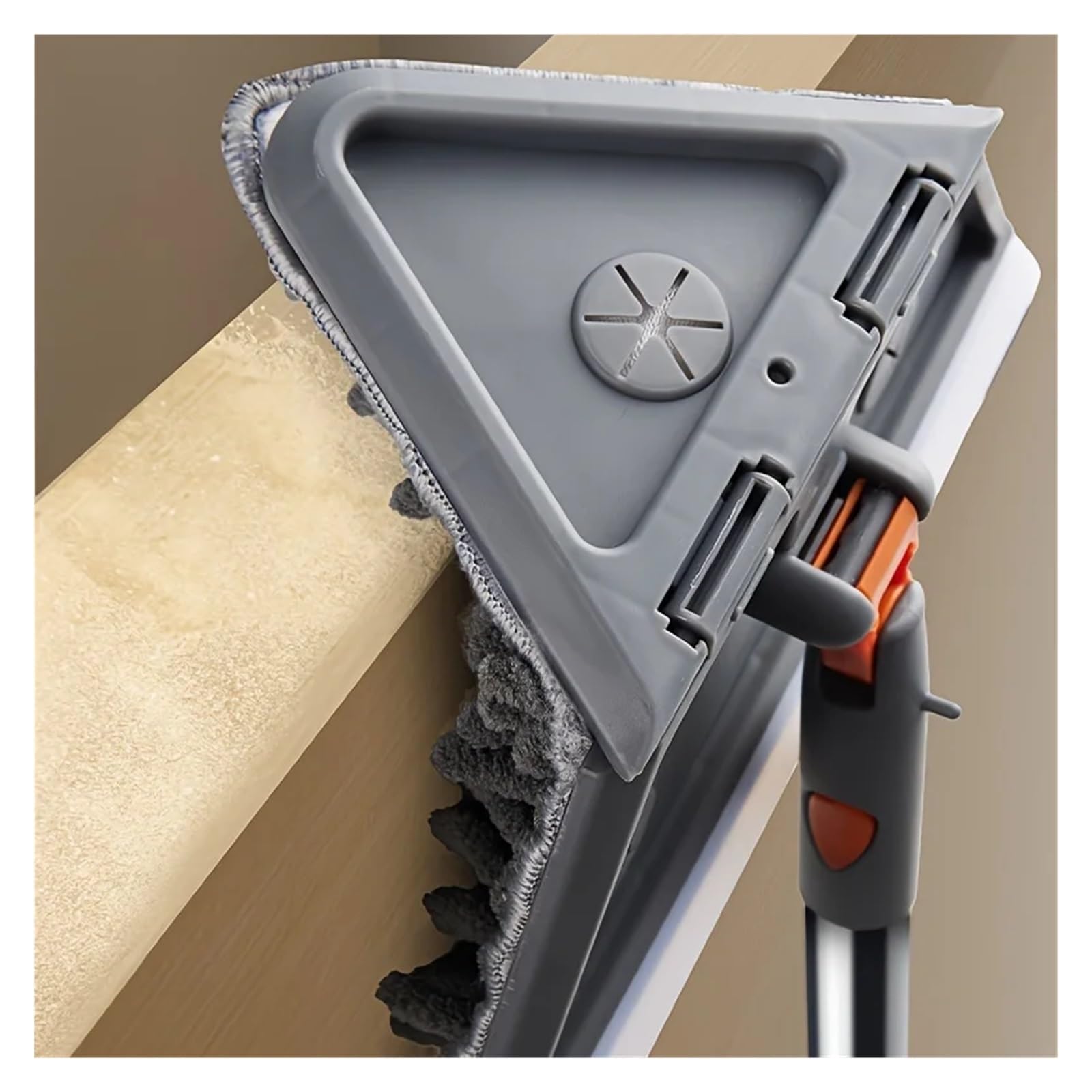 Fregona portátil Plegable con Cabezal Triangular, Herramienta limpiadora de Suelo rotación 360 ​​Grados, Almohadilla Microfibra for Paredes y techos Cocina(Combination-A)