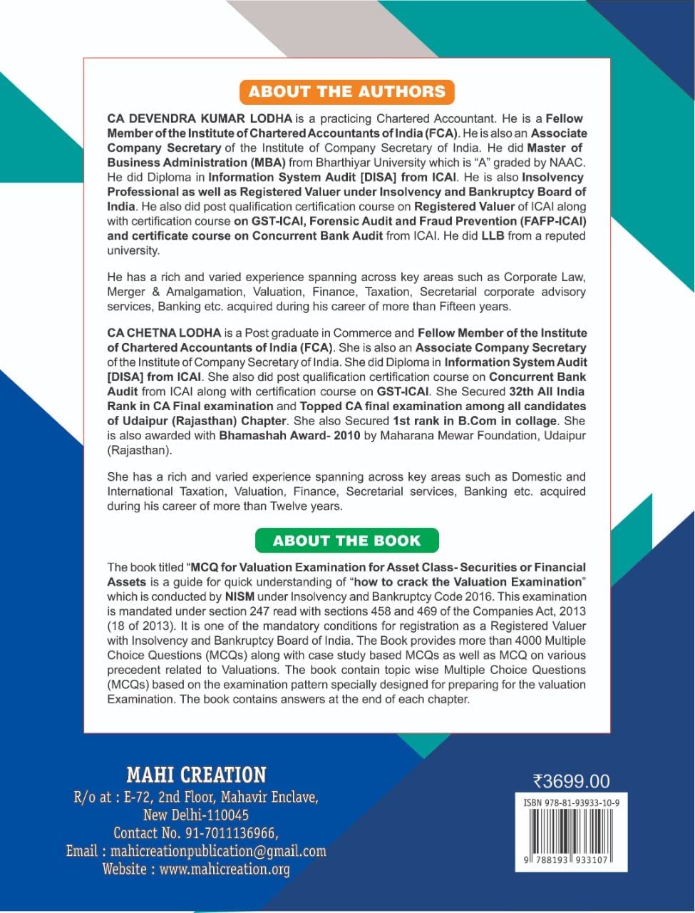 MCQs on Valuation Examination under Asset Class Securities or Financial Assets by Ca Devendra Lodha And Ca Chetna Lodha. 2