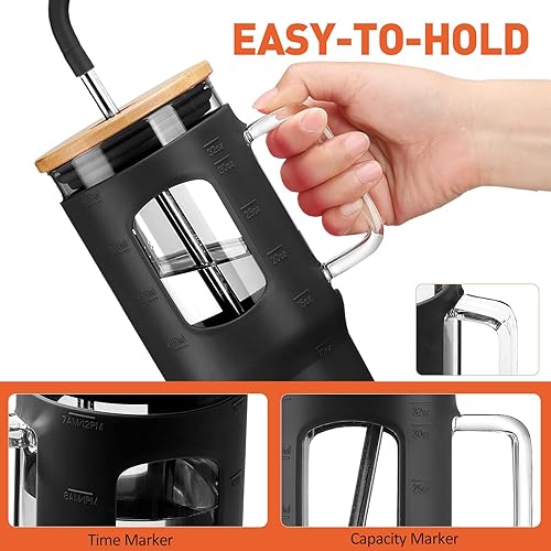 Miniatura 3 de Vaso de vidrio con popote y tapa, taza de vidrio de 32 onzas con asa, botellas de agua de vidrio con marcador de tiempo, 2 pajitas, popote de perlas