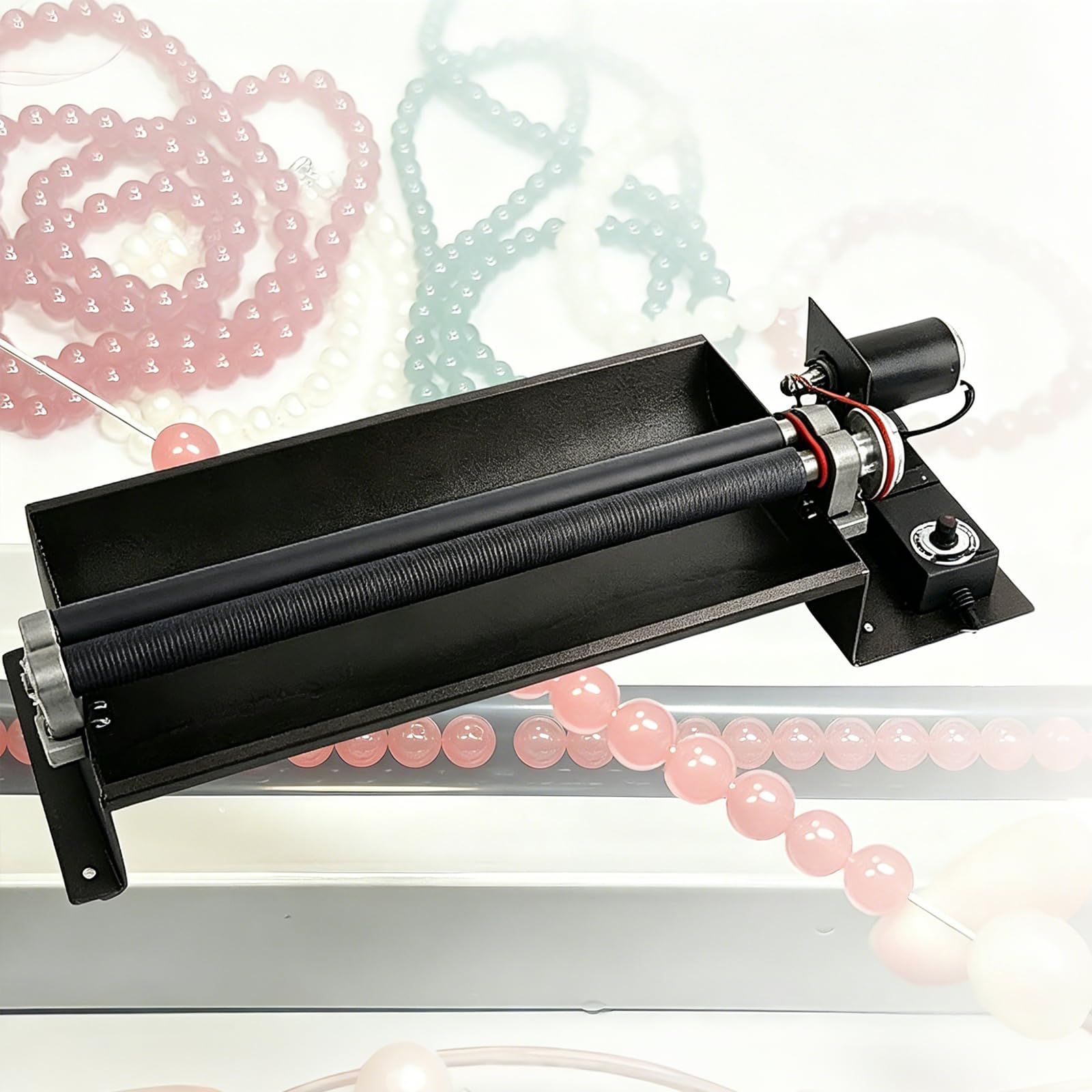 Yxzqloz Electric Bead Stringing Machine, Automatic Bead Threading Tool, Dual Belt Rotation, For Small To Large Circular Beads