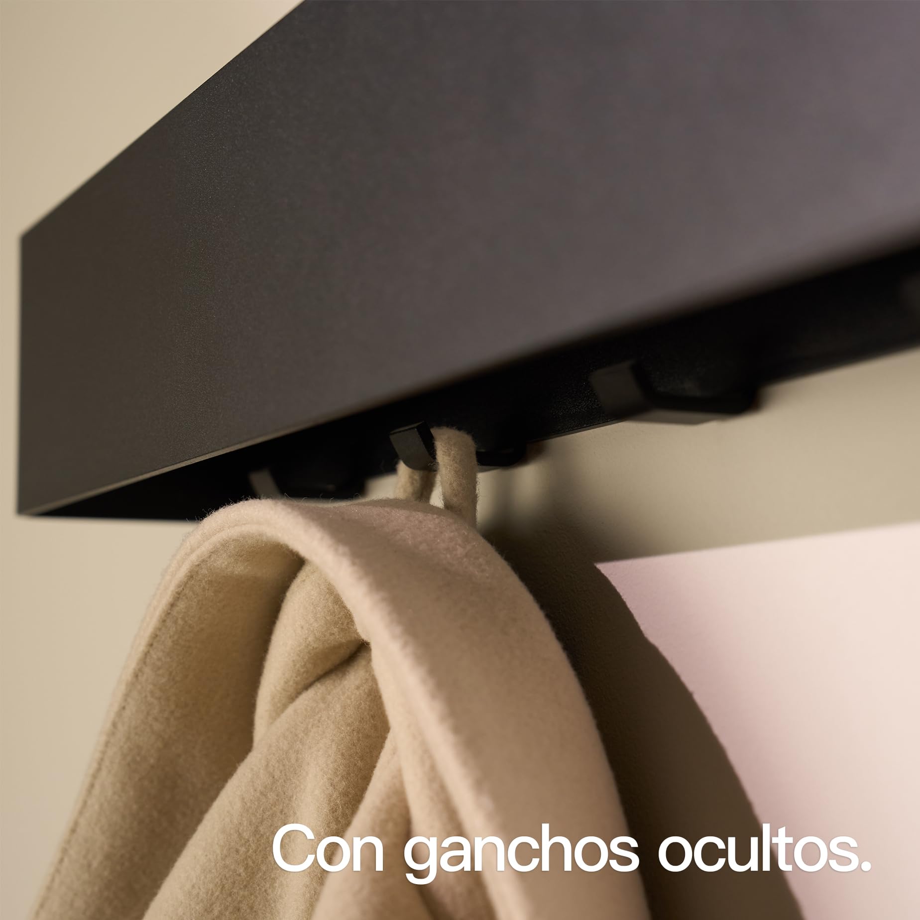 Design Hamburgo Perchero de Pared I Moderno Colgador de Pared para Abrigos I Percheros de Pared con Ganchos de Metal ocultos I Perchero Entrada Recibidor (Negro Mate, 57 cm)
