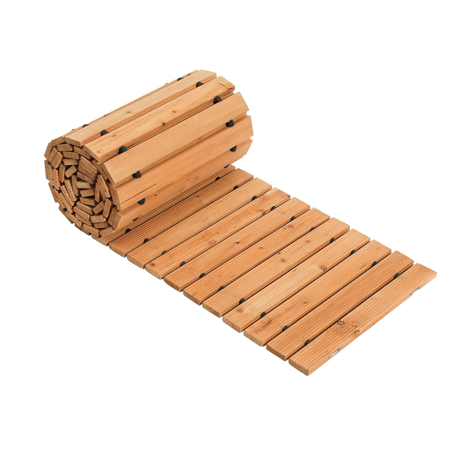 VEVOR Camino de Jardín de Madera 3,65 m x 55,88 cm, Camino de Jardín Recto Antideslizante, Camino de Exterior de Cedro Enrollable con Conexión de Cable de Acero para Jardín, Fiesta de Bodas, Patio