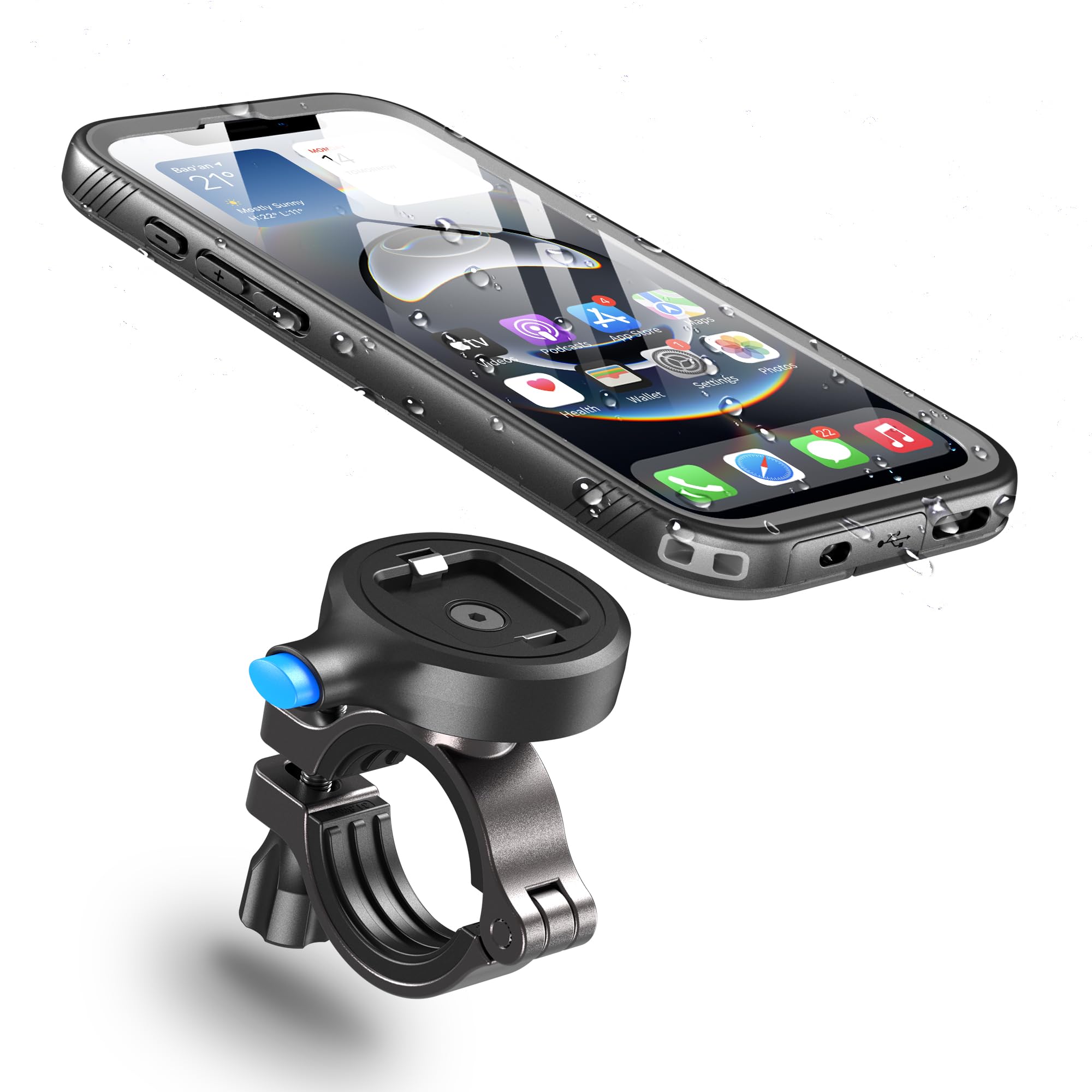 Cozycase Soporte Movil Bicicleta Moto para iPhone 15 Pro Max - Impermeable Antivibracion Suporte Telefono Manillar Mtb/Btt/Scooter/Patinete/Bici Electrica/Carretera/Motocicleta Metal Bike Phone Holder — view 20
