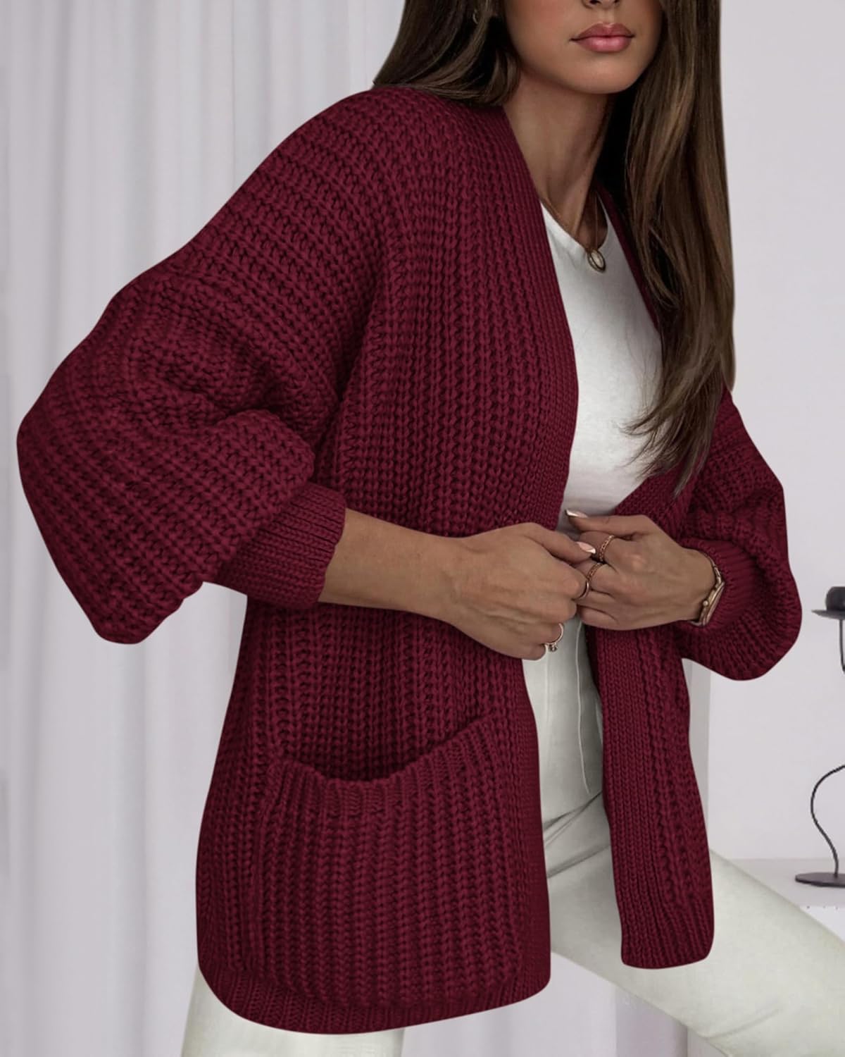 BTFBM Cardigan Sweaters for Women 2026 Fall Fashion Casual Long Sleeve Oversized Open Front Knit Cardigans Jacket Coat - Image 4