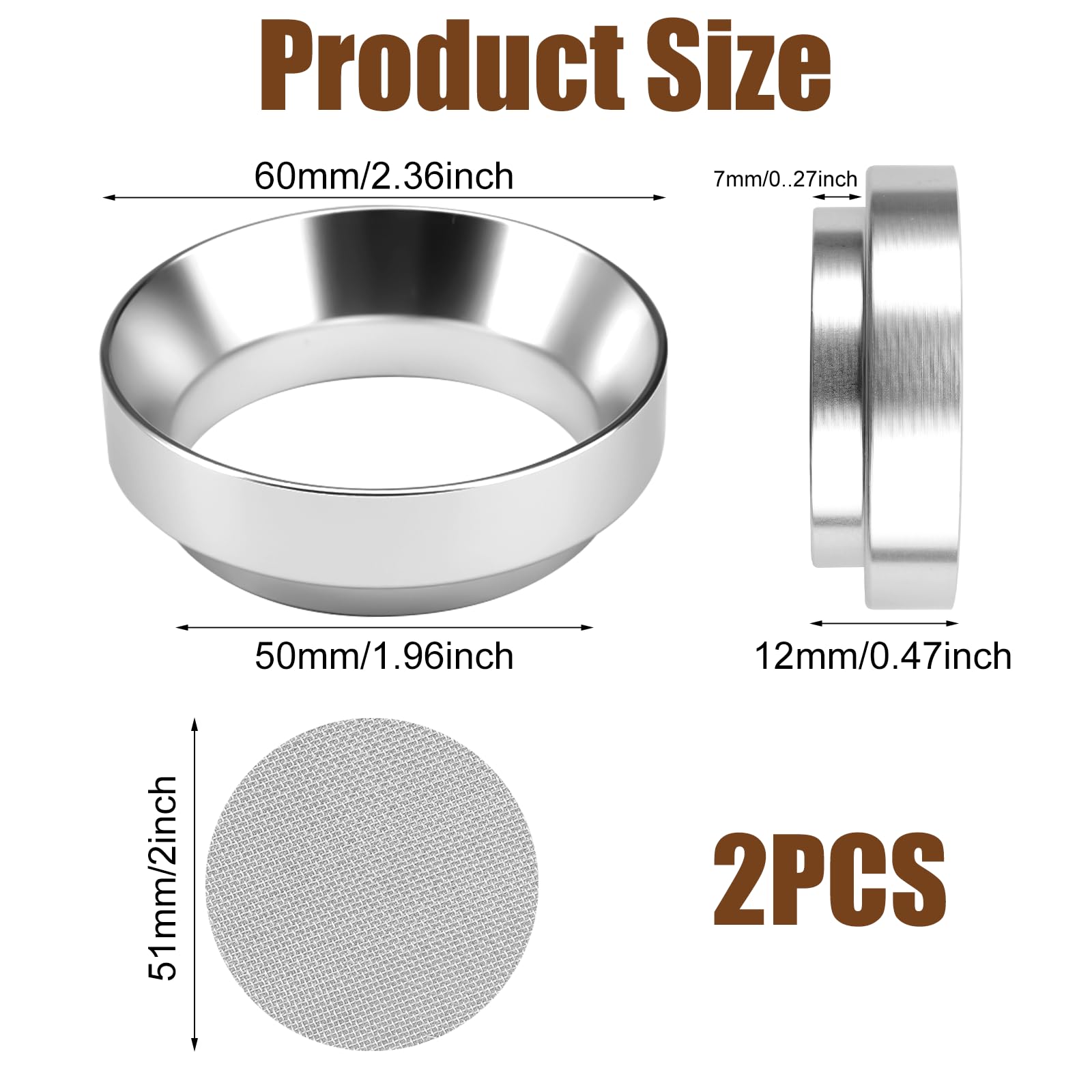 Anillo Dosificador Cafe 51mm, Embudo Dosificador Magnético Acero Inoxidable, Anillo de Embudo Dosificador, Accesorios de Portafiltros, Embudo Cafetera Accesorios para Máquinas de Café para Barista