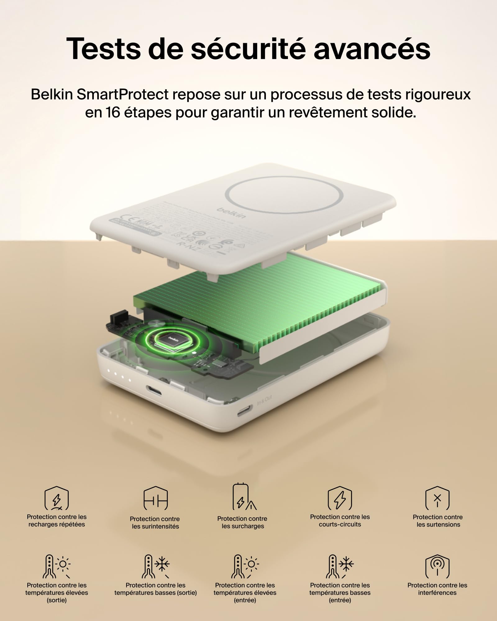 Belkin BoostCharge Batterie Externe Magnétique 10 000 mAh - Beige