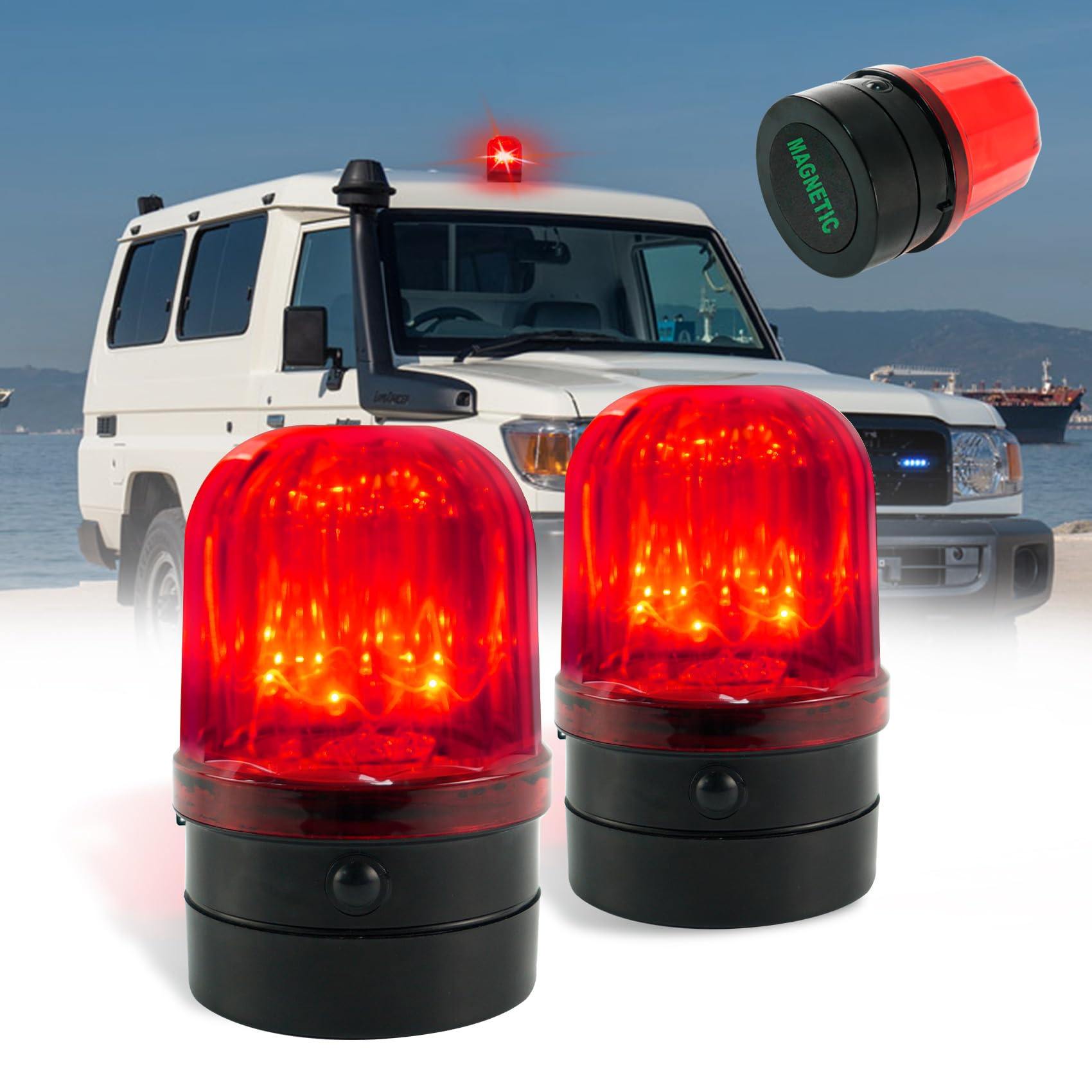 ELLUMIN 6" Flashing Light, Red LED Strobe Light Beacon with Magnetic Base for Vehicle Forklift Truck Tractor Golf Carts UTV Car Bus and Club Party Show Bar（2 Pack）