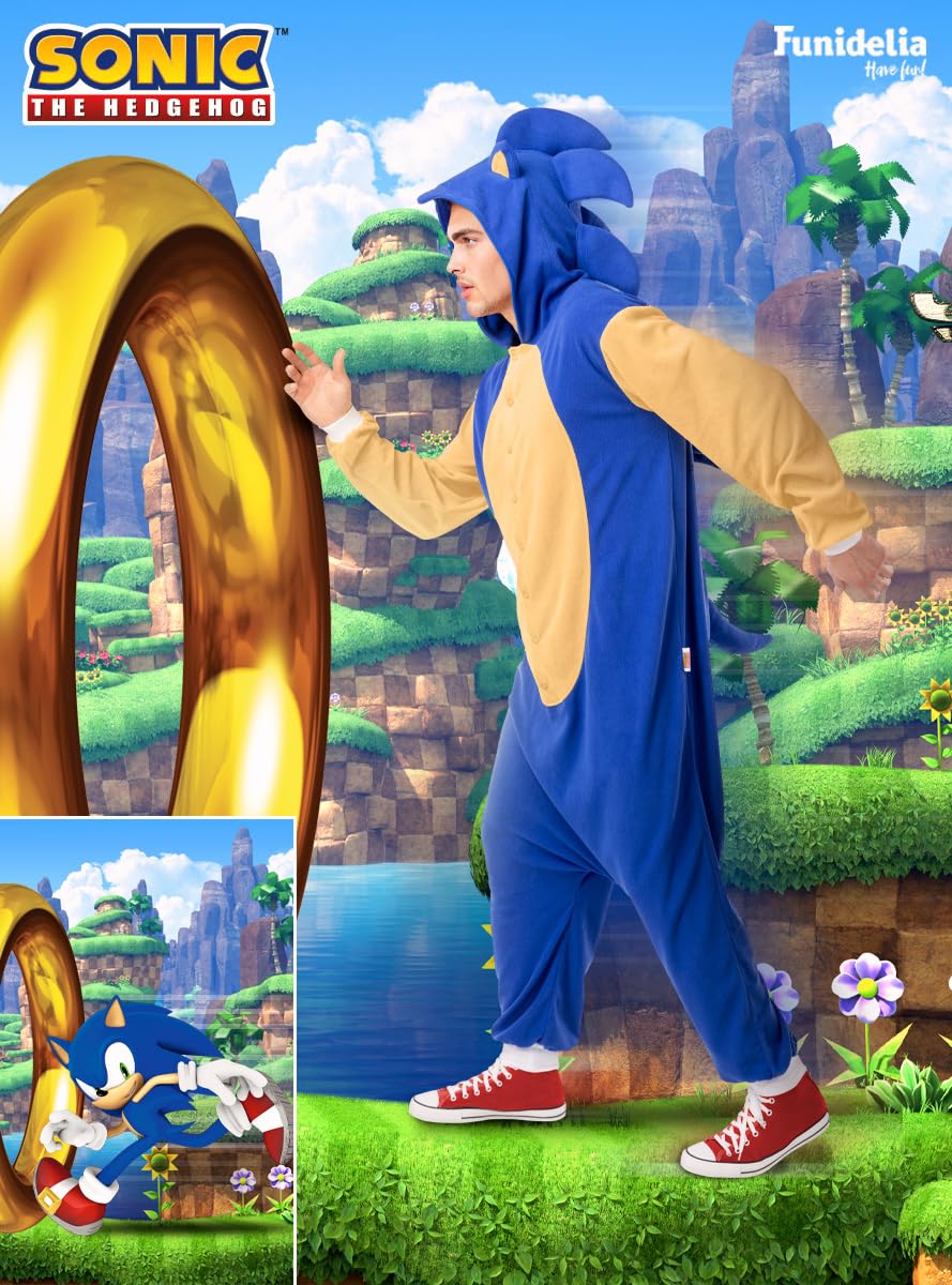 Funidelia Sonic Kostüm für Herren und Damen, Offizielle Lizenz, Games, Film und Serien - Verkleidung für Erwachsene für Partys, Karneval und Halloween