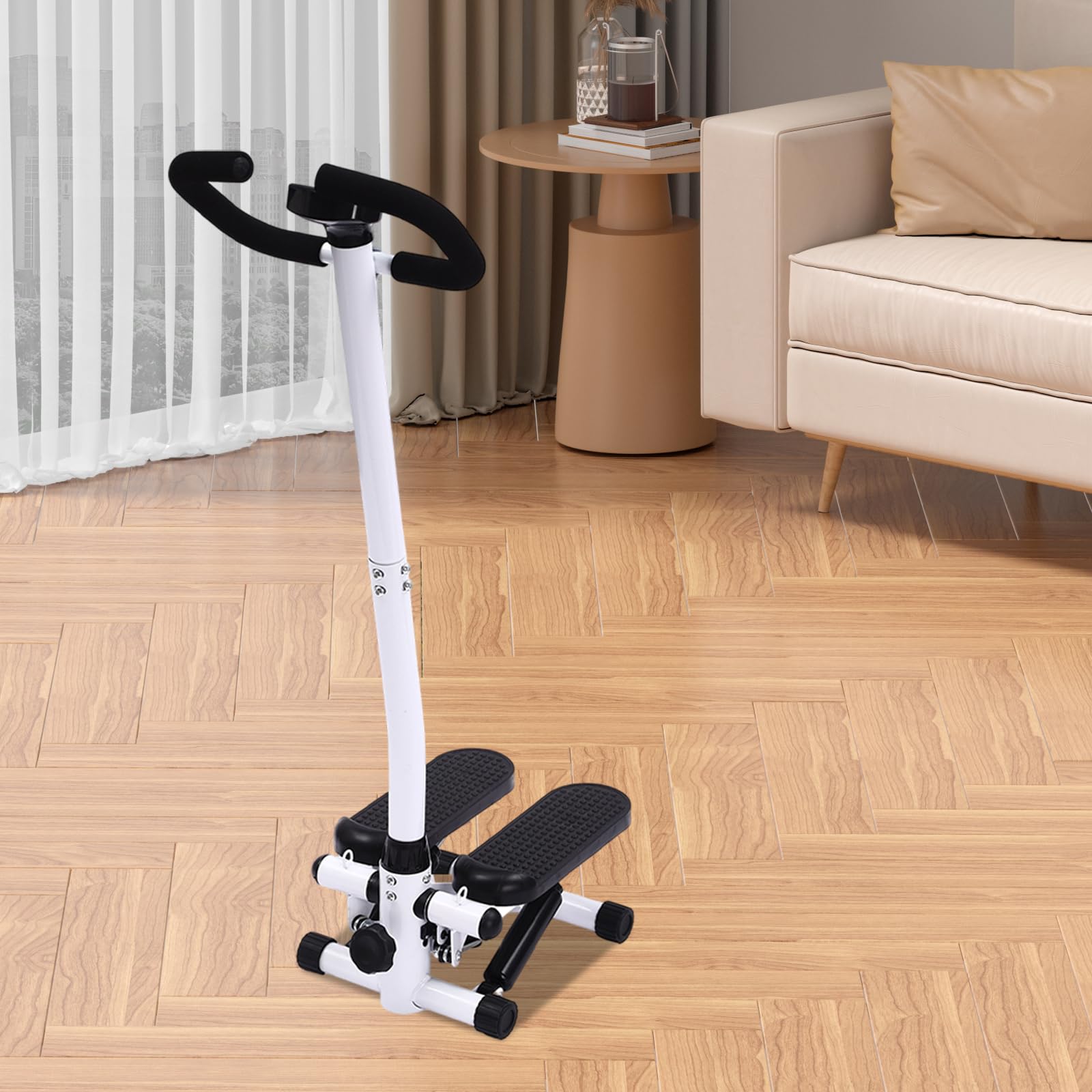 Fitness Stepper, Cyclette, Cardio Stepper, con display, sistema idraulico, fasce di resistenza, altezza regolabile, Up-Down Swing, pedali antiscivolo, per casa, ufficio, 150 kg