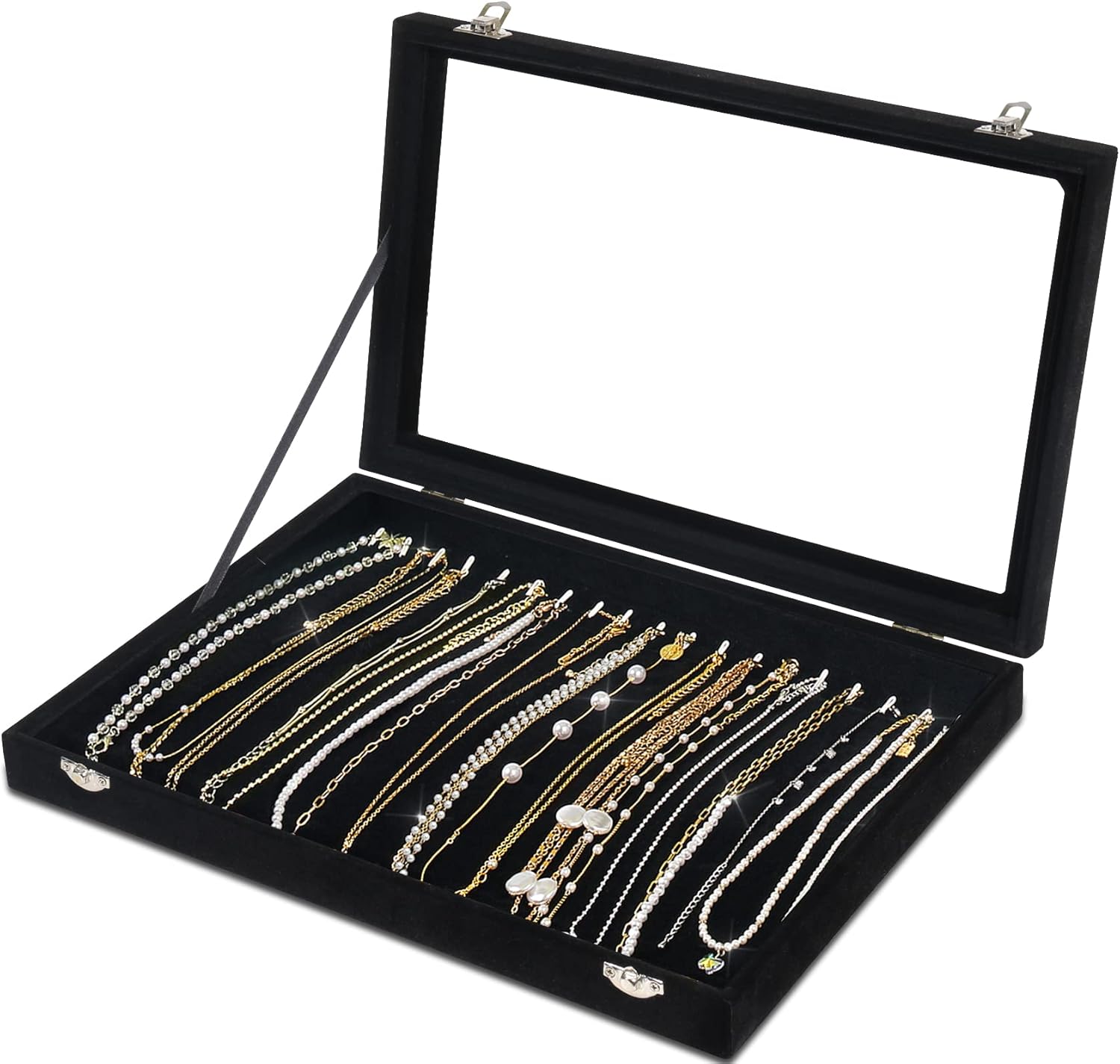 mepure Jewellery Organiser Necklace Box, Velvet Necklace Organiser with