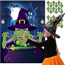 Halloween Games for Kids Pin the Nose on The Witch Game Halloween Party Games for Kids ​Halloween Witch Party Activities Decorations Pin The Tail Game for Halloween Themed Party Favors Supplies