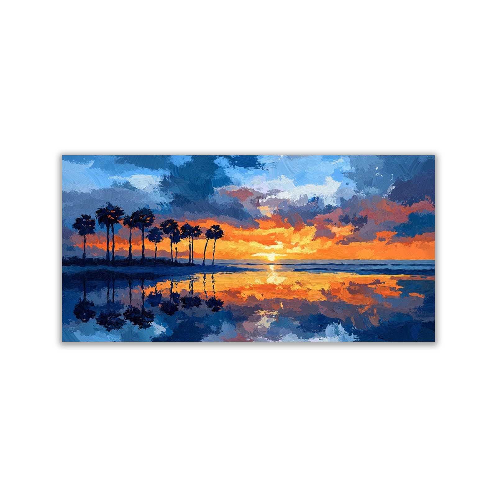 WIKEO Beach Canvas Wall Art Sunset Seascape Mural Coastal Tropical Artwork Prints Pictures,for Bathroom Bedroom Living Room Home Office Wall Decor(Orange 9)-40x80cm Unframed
