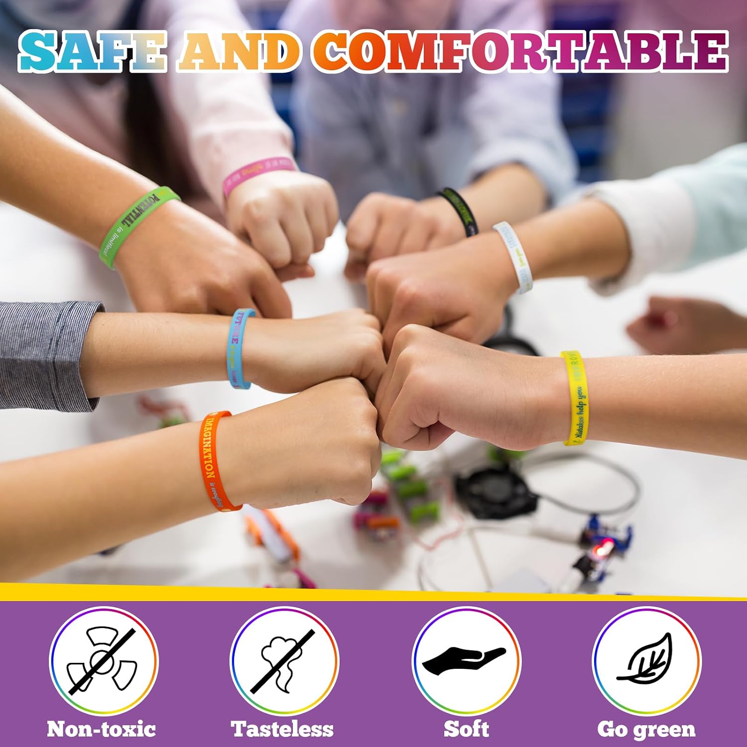 60 Pcs Motivational Silicone Bracelets Motivational Quote Rubber Wristbands Inspirational Silicone Wristband for Kids Children Teens Women Men School Home Office Party Favor Gifts