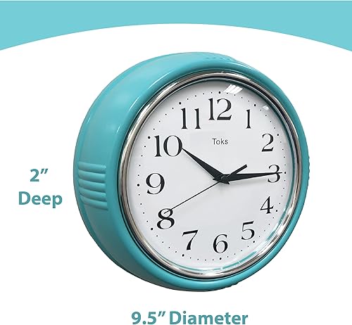 Miniatura 5 de Lily's Home Reloj de pared retro, diseño vintage de 9.5 pulgadas, movimiento de cuarzo silencioso sin tictac, funciona con pilas, perfecto para