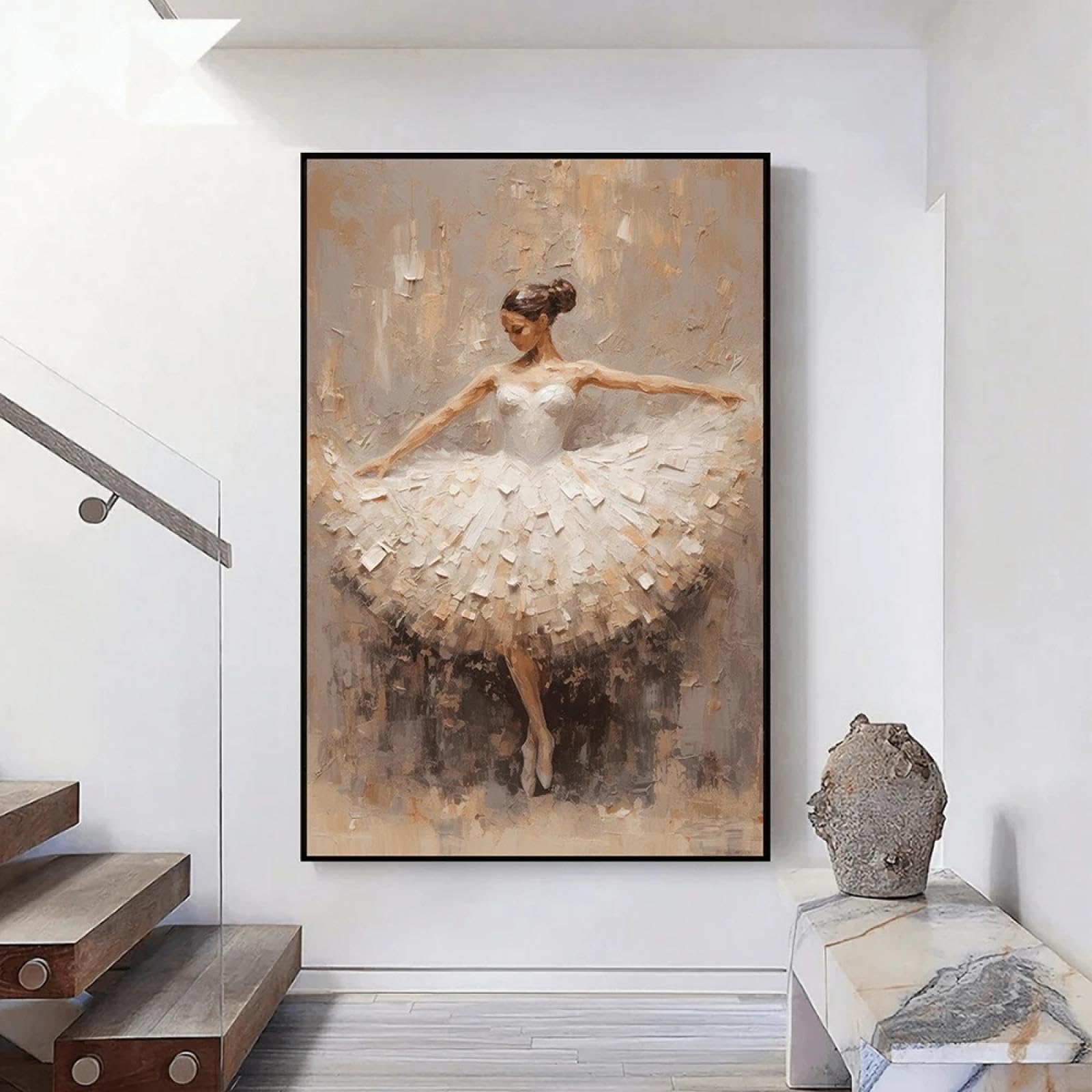ZHUOYA Quadro Ballerina, Stampa su Tela, Grande Quadro Estetico Moderno, Quadro da Parete Ballerina per la Decorazione del Soggiorno, 70x110cm, Cornice Interna