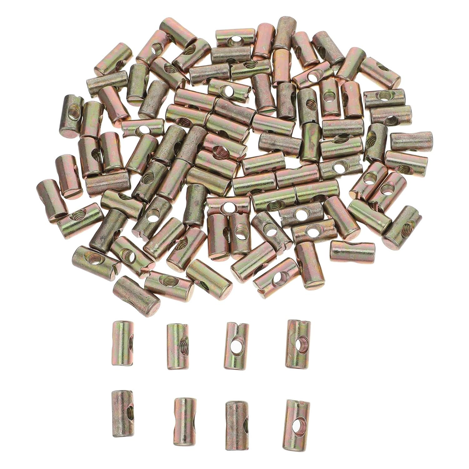 100pcs M6 Cross Dowel Barrel Nuts for Wooden Furniture Repairs