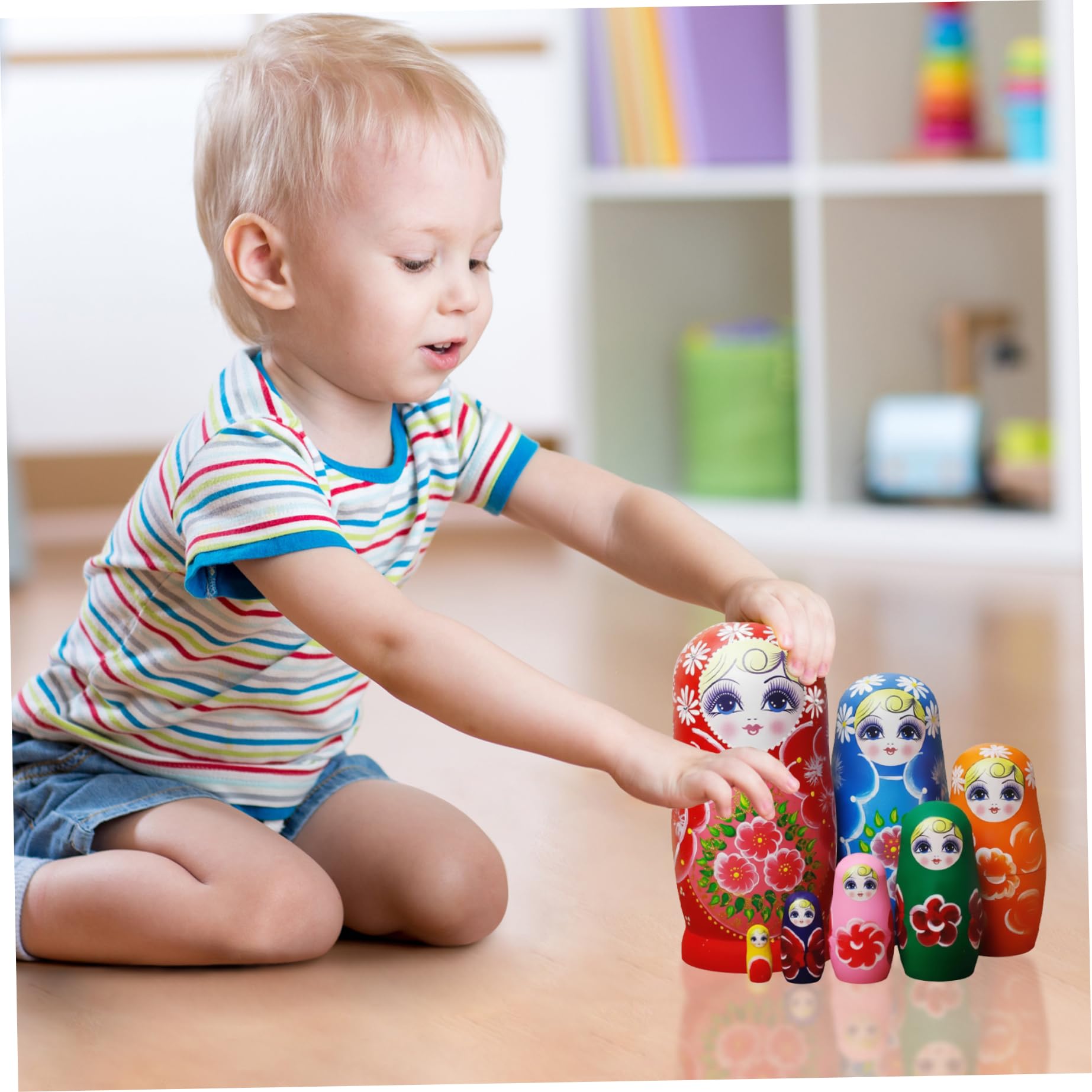 Russische Nistpuppen, 7er-Set, Sonnenblumen-Druck, Holz-Matroschka-Puppe für Kinder, Erwachsene, Nistpuppen für Kinder, Matroschka-Puppe