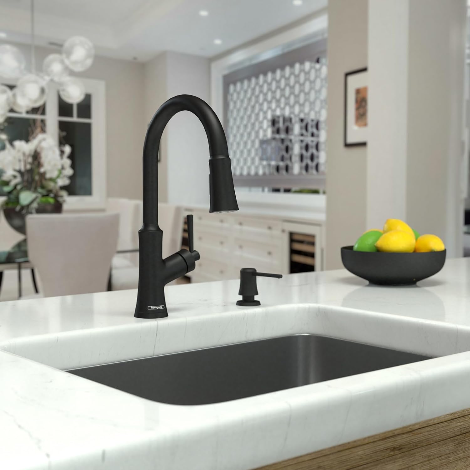 hansgrohe Joleena Black High Arc Kitchen Faucet, Kitchen Faucets with Pull Down Sprayer, Faucet for Kitchen Sink, Matte Black 04793670