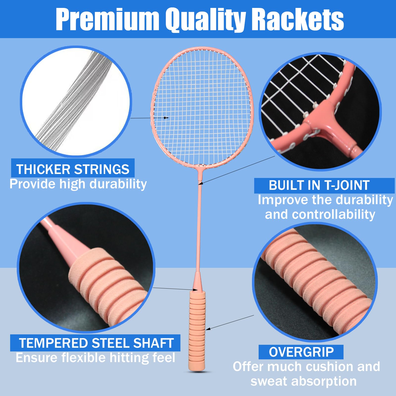 Snapklik.com : Magicorange Badminton Rackets Set Of 5 For Outdoor ...