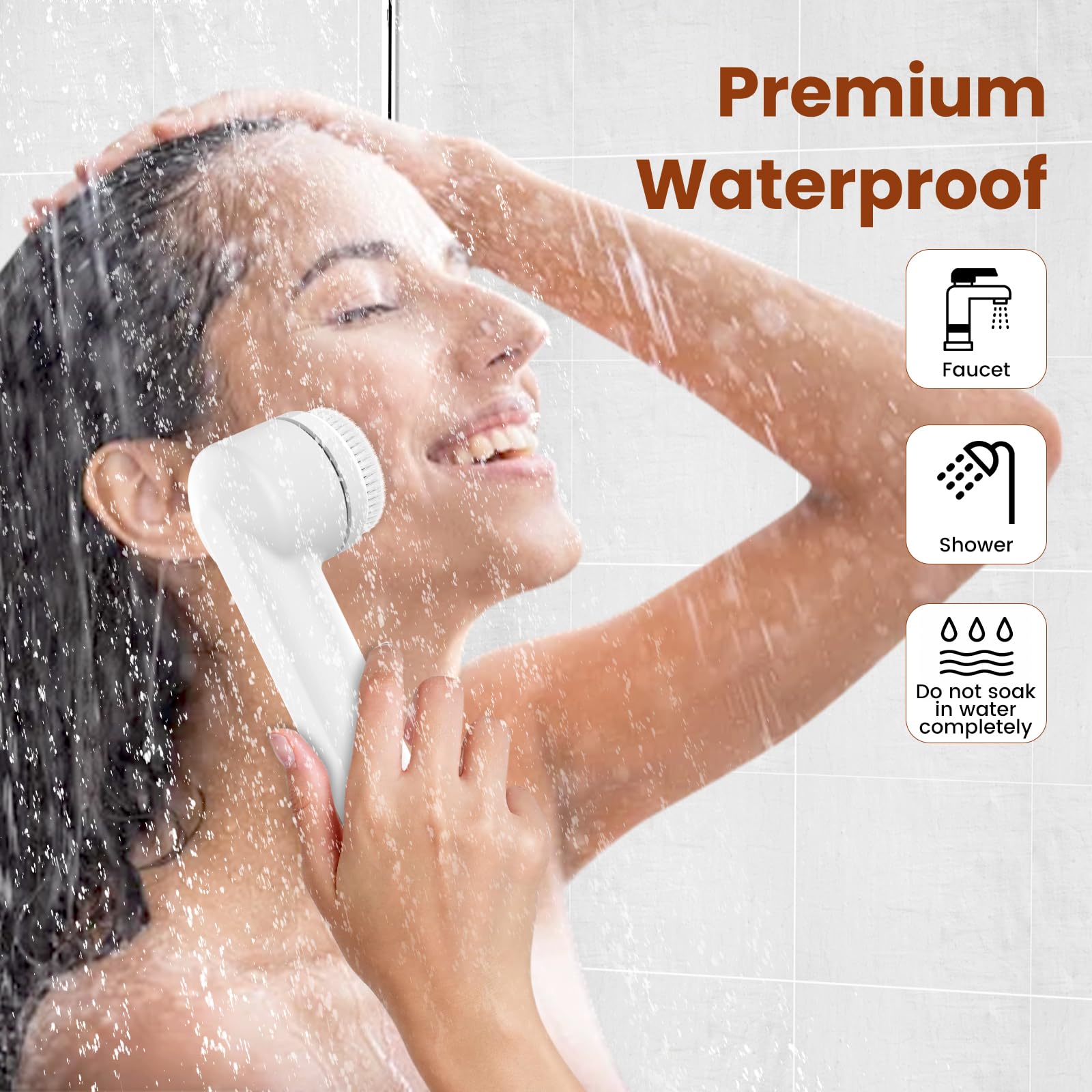 Cepillo de limpieza facial, limpiador facial eléctrico con 2 direcciones de rotación, cepillos faciales 3 en 1 para limpieza y exfoliación, 3 velocidades ajustables, cepillo de lavado facial