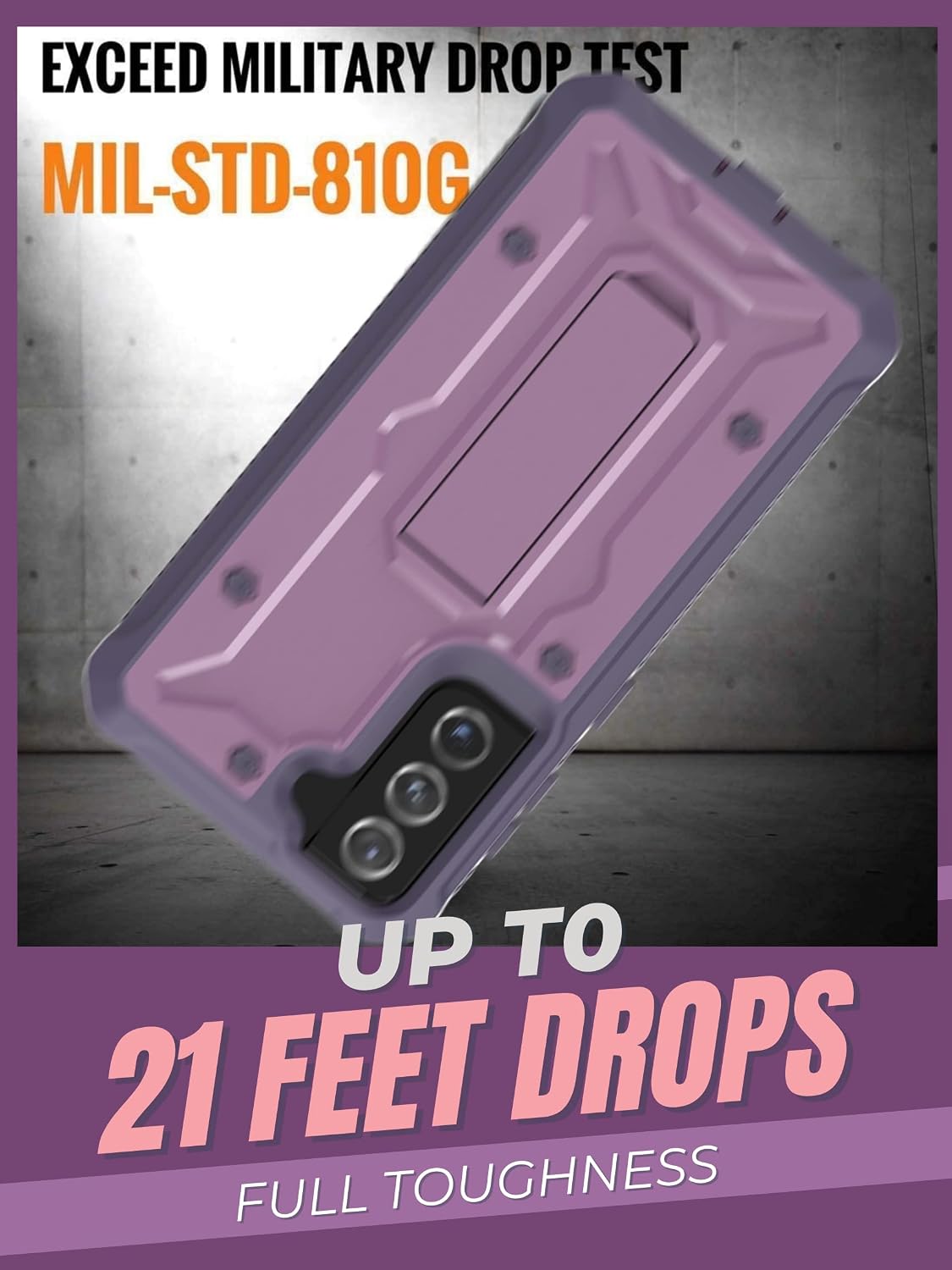 ArmadilloTek Vanguard Compatible with Samsung Galaxy S21 Plus Case, Military Grade Full-Body Rugged with Built-in Kickstand [Screenless Version] (Purple)