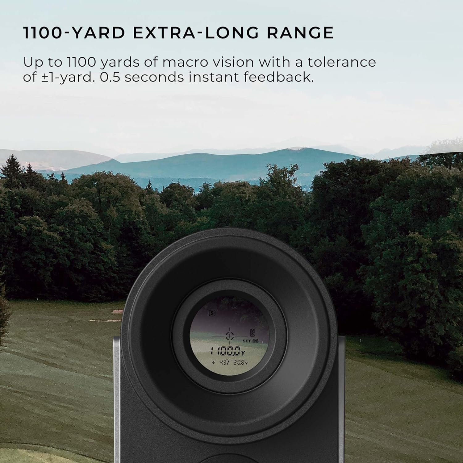 HOTO Télémètre Golf Laser 1100 yd, avec Compensation de Pente/Verrouillage de Drapeau, Grossissement 6 x, Précision ±1 m, Mesure Instantanée 0,5 s, Oculaire en Silicone, Recharge USB-C