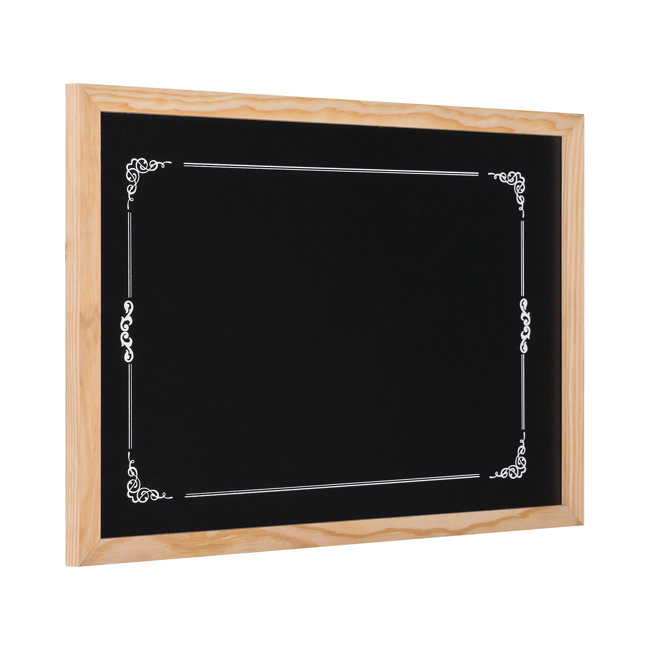 Bi-Office - Lavagna Nera per Gesso Decorative, 600 x 400 mm, Cornice di Pino