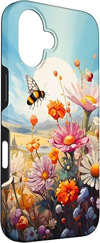 Vista 87 de Funda para iPhone 13 Pro Lively Bee en Sunny Meadow of Wildflowers