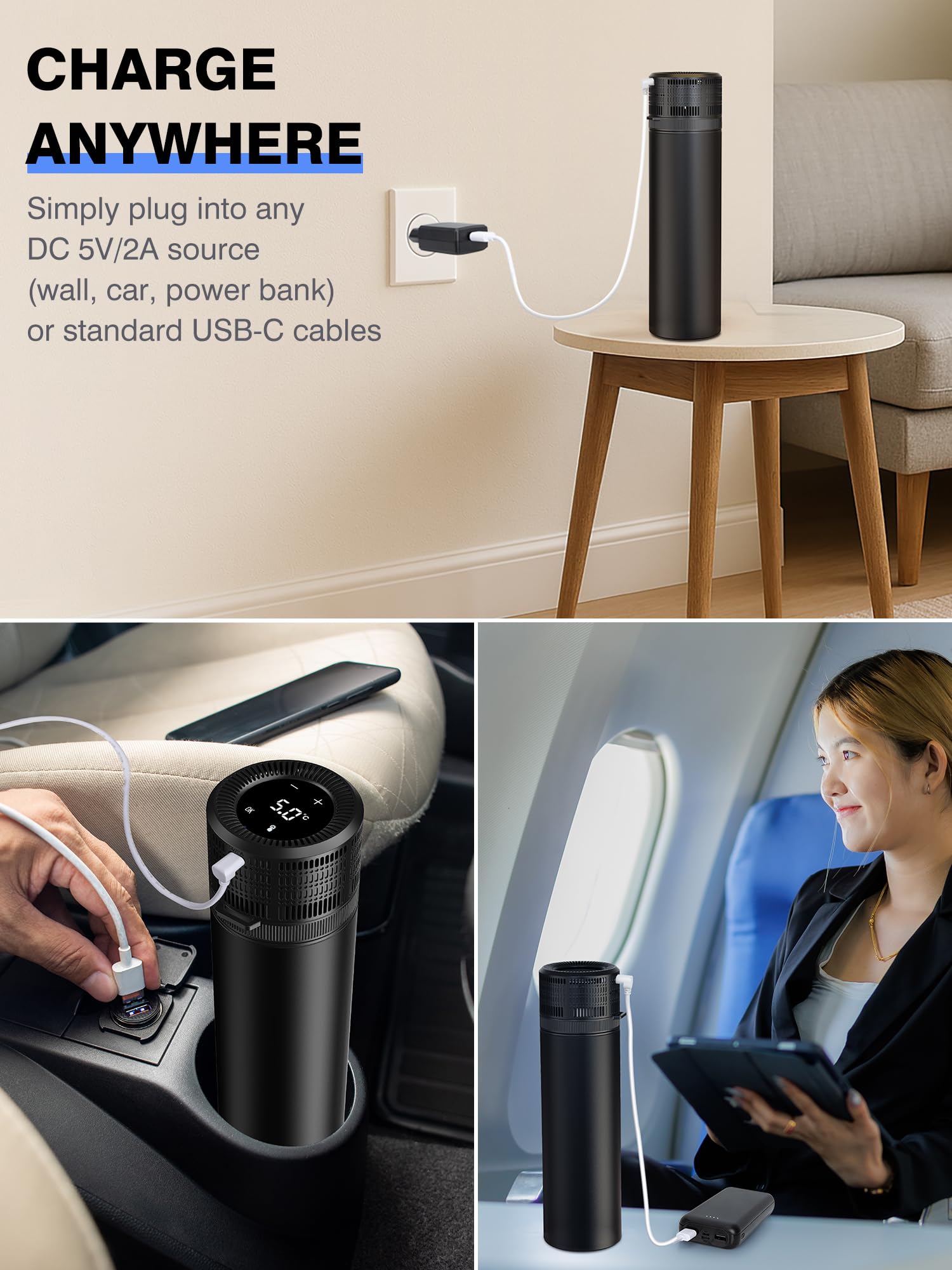 SUNMON Estuche Refrigerador para Insulina, Nevera Medicamentos Portatil Aprobado por la TSA, Enfriador Eléctrico de Insulina con USB, Nevera Insulina Viaje con Temperatura Ajustable (Pantalla °C/°F)